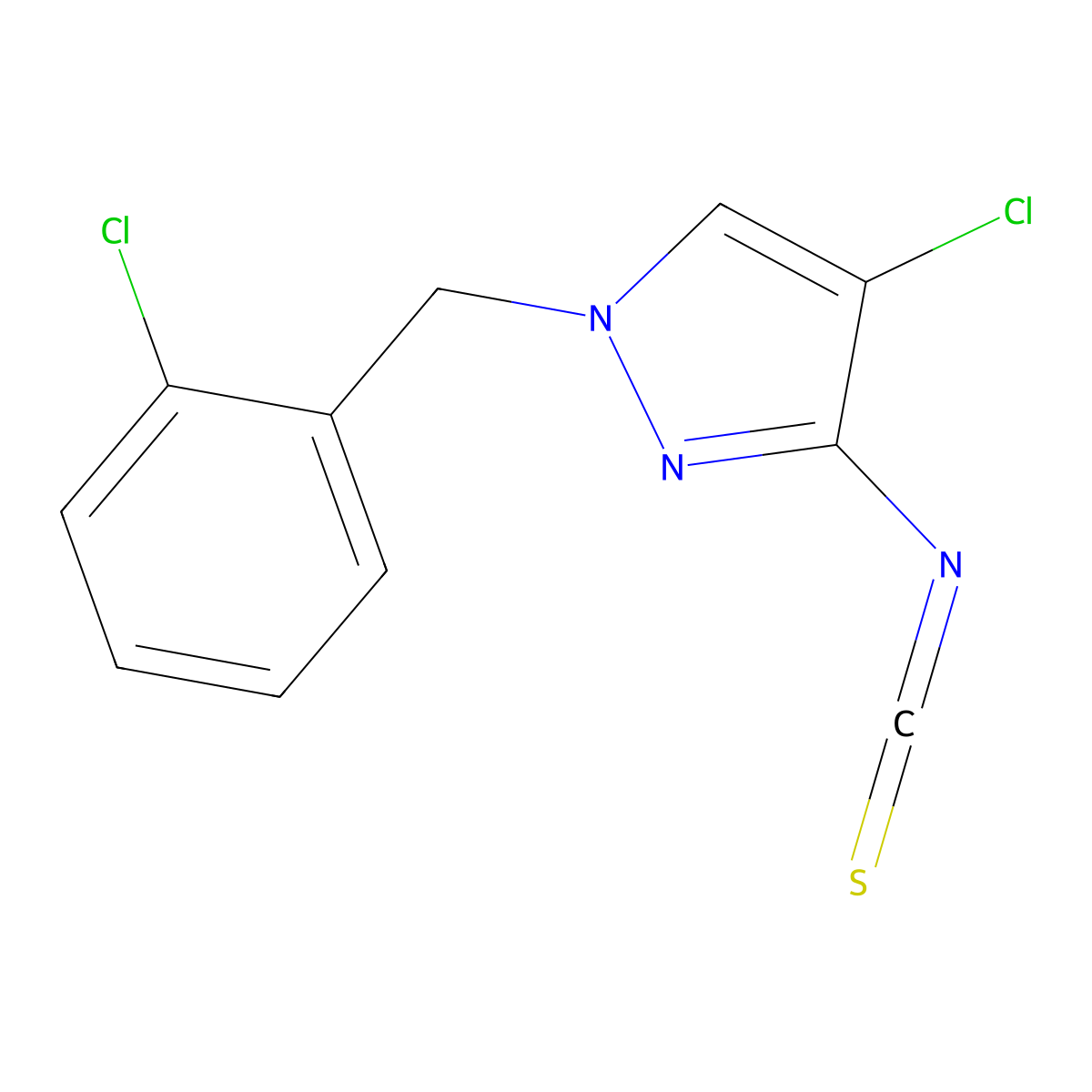 4-chloro-1-(2-chlorobenzyl)-3-isothiocyanato-1H-pyrazole molecular structure, CAS 1004194-61-9