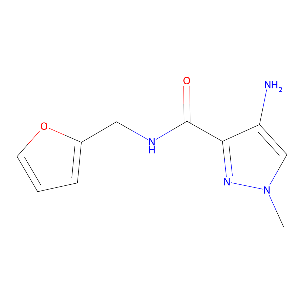 4-amino-N-(furan-2-ylmethyl)-1-methyl-1H-pyrazole-3-carboxamide molecular structure, CAS 1004194-62-0