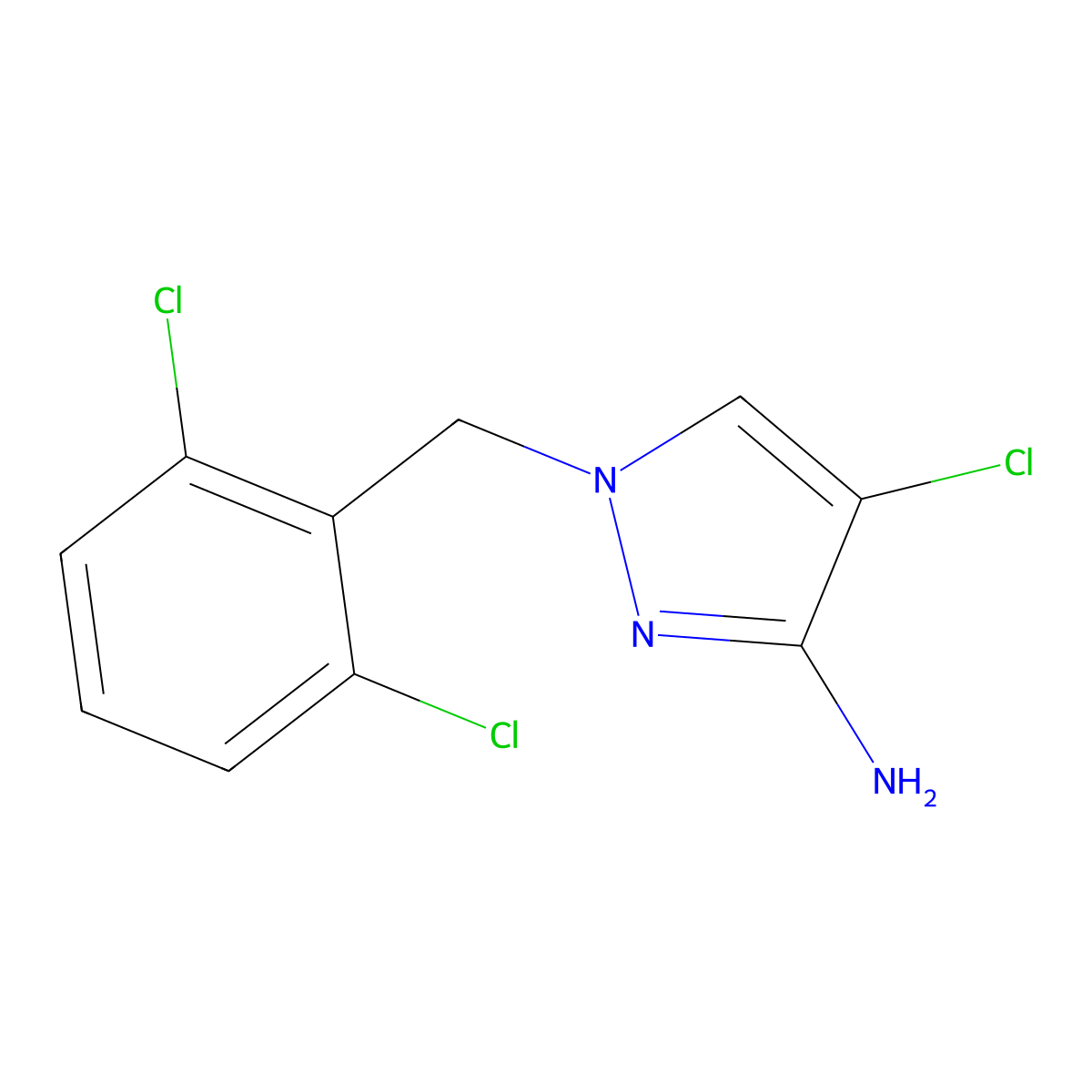 4-chloro-1-((2,6-dichlorophenyl)methyl)-1H-pyrazol-3-amine molecular structure, CAS 1004194-66-4