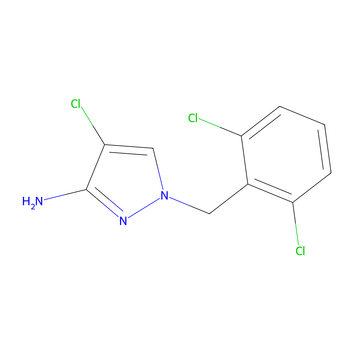 4-chloro-1-((2,6-dichlorophenyl)methyl)-1H-pyrazol-3-amine molecular structure, CAS 1004194-66-4