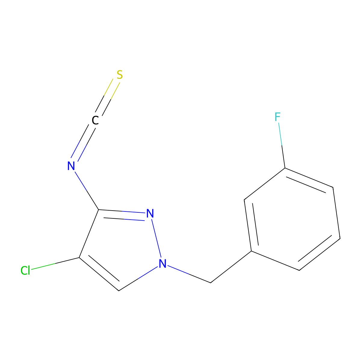 4-Chloro-1-(3-fluoro-benzyl)-3-isothiocyanato-1H-pyrazole molecular structure, CAS 1004194-67-5