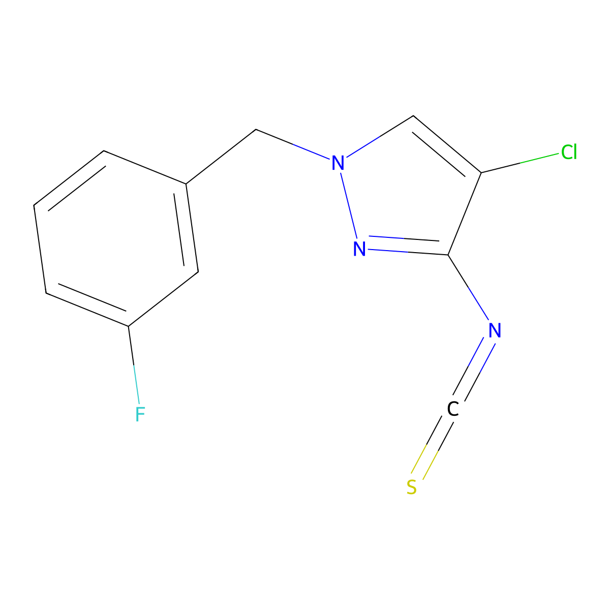 4-Chloro-1-(3-fluoro-benzyl)-3-isothiocyanato-1H-pyrazole molecular structure, CAS 1004194-67-5
