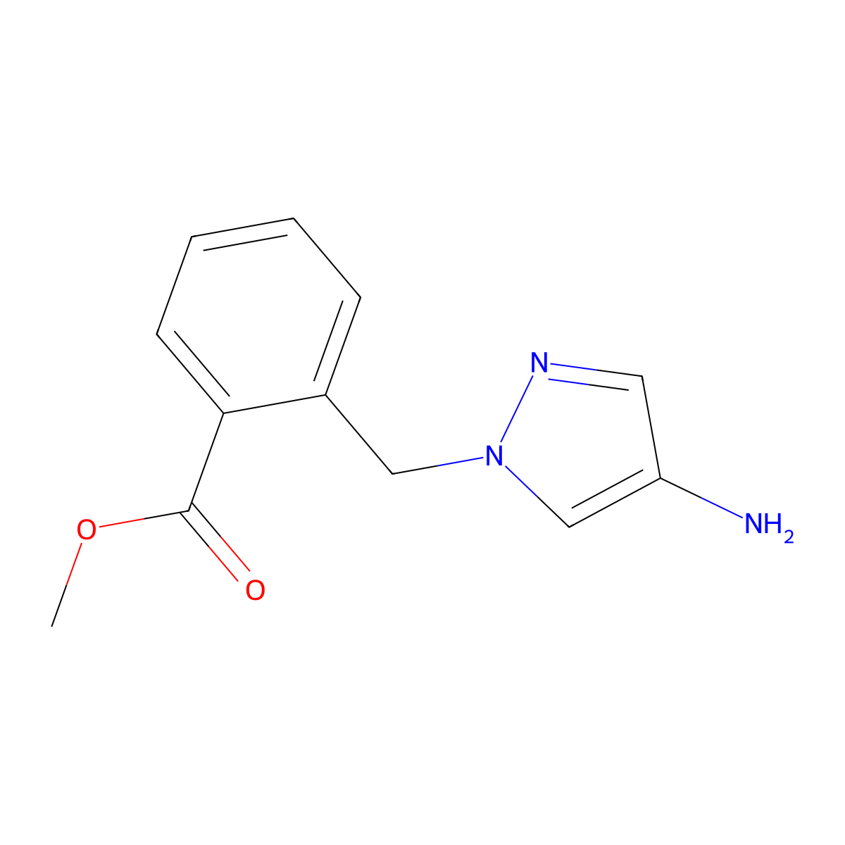 methyl 2-[(4-amino-1H-pyrazol-1-yl)methyl]benzoate molecular structure, CAS 1004194-68-6