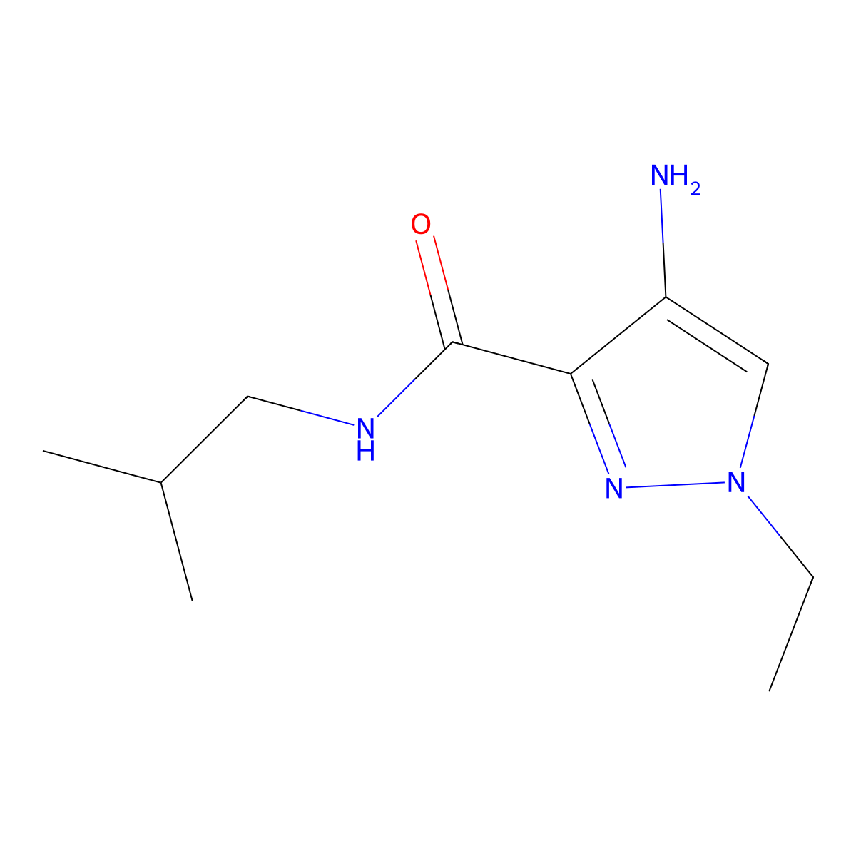 4-Amino-1-ethyl-N-isobutyl-1H-pyrazole-3-carboxamide molecular structure, CAS 1004194-71-1