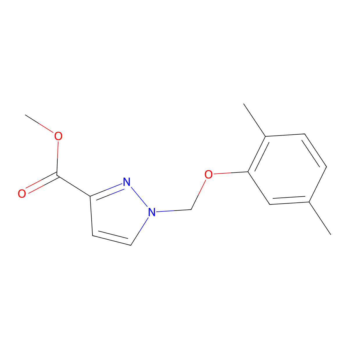 Methyl 1-((2,5-dimethylphenoxy)methyl)-1H-pyrazole-3-carboxylate molecular structure, CAS 1004194-74-4