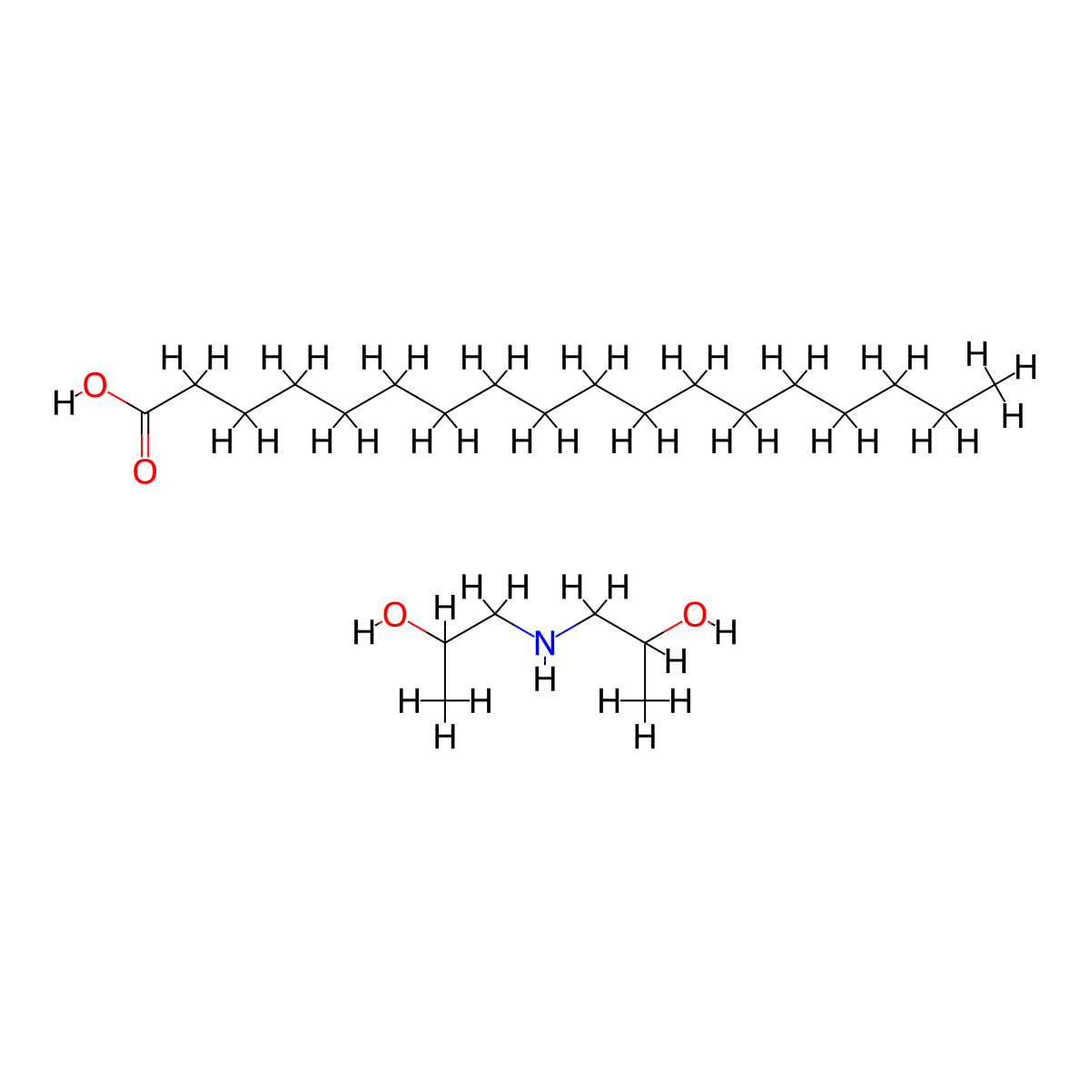 Octadecanoic acid, compd. with 1,1'-iminobis[2-propanol] (1:1) molecular structure, CAS 10042-66-7