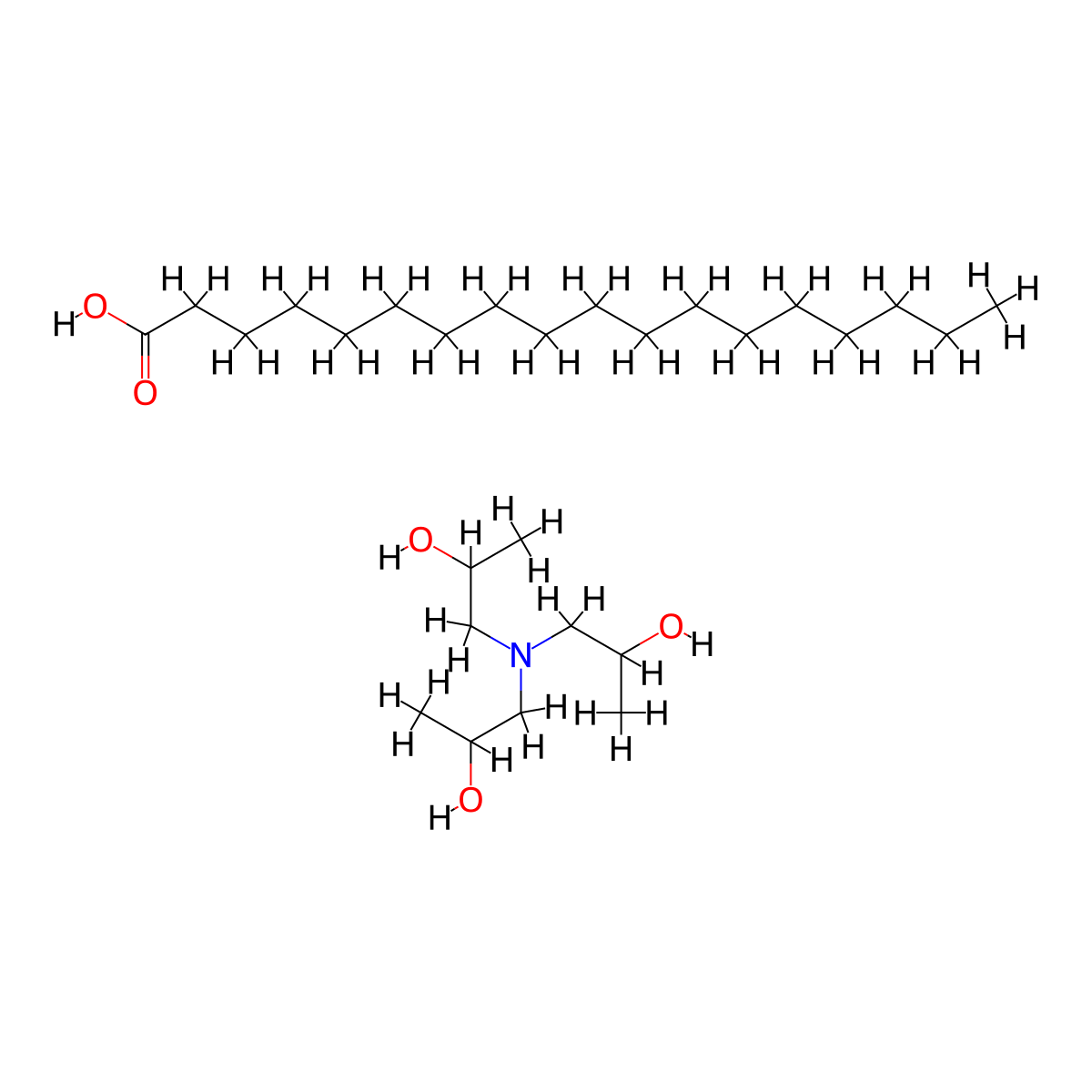 Triisopropanolamine stearate molecular structure, CAS 10042-67-8