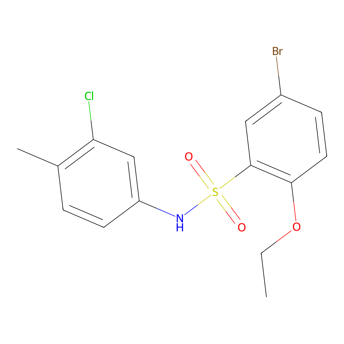 5-bromo-N-(3-chloro-4-methylphenyl)-2-ethoxybenzenesulfonamide molecular structure, CAS 1004205-30-4