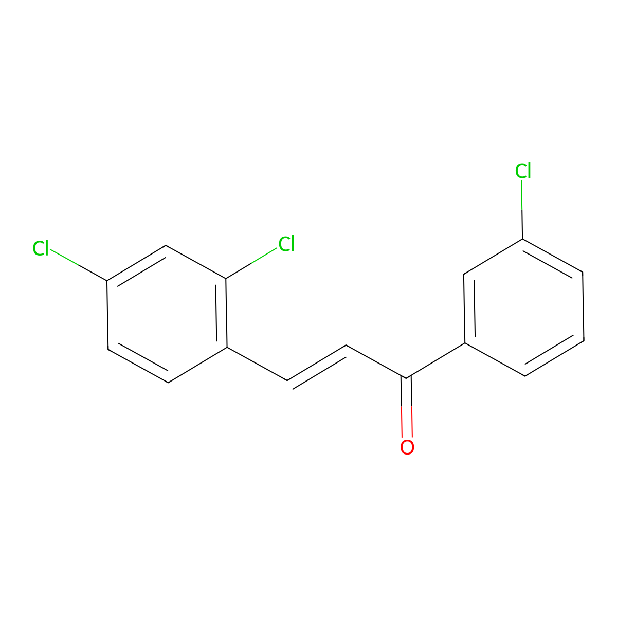 (2E)-1-(3-Chlorophenyl)-3-(2,4-dichlorophenyl)prop-2-en-1-one molecular structure, CAS 1004209-24-8