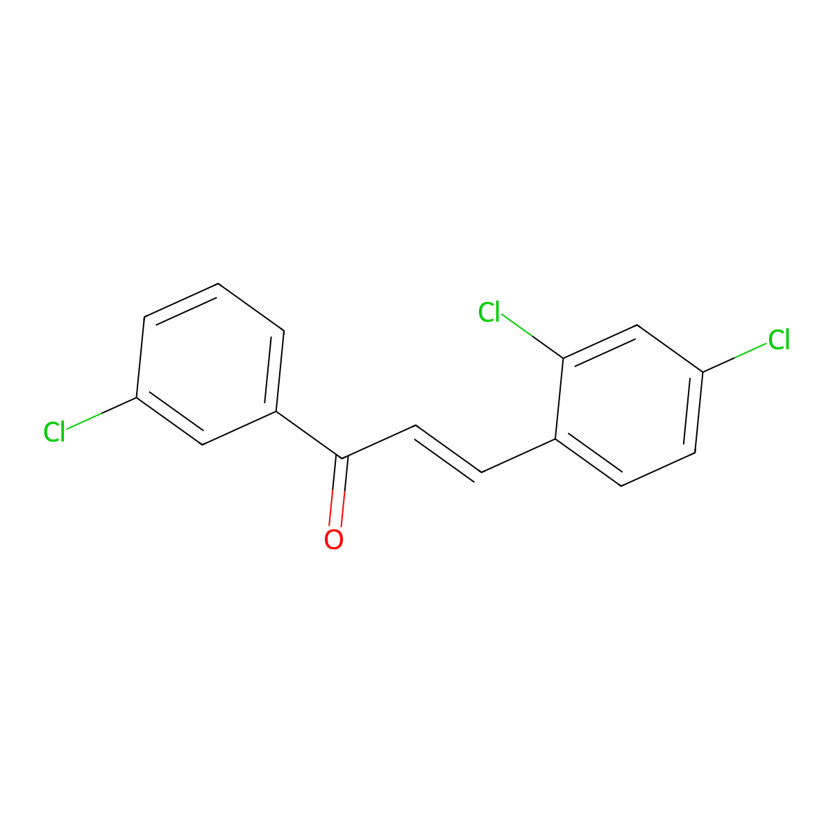 (2E)-1-(3-Chlorophenyl)-3-(2,4-dichlorophenyl)prop-2-en-1-one molecular structure, CAS 1004209-24-8