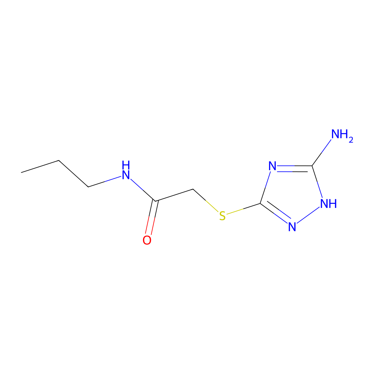 2-[(5-amino-4H-1,2,4-triazol-3-yl)sulfanyl]-N-propylacetamide molecular structure, CAS 1004210-23-4