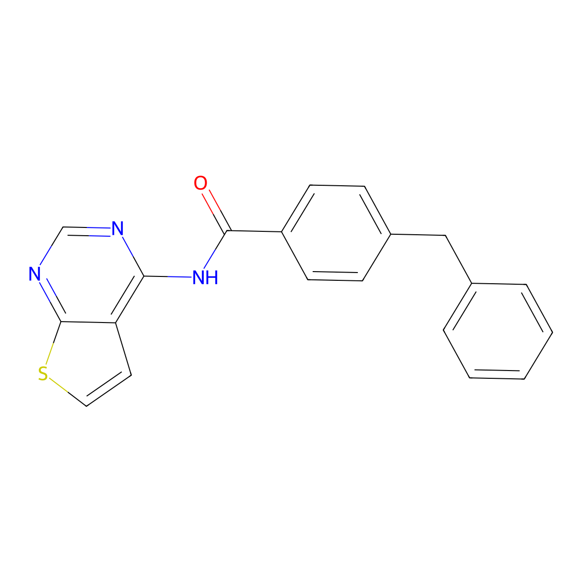 4-Benzyl-N-{thieno[2,3-D]pyrimidin-4-YL}benzamide molecular structure, CAS 1004222-50-7