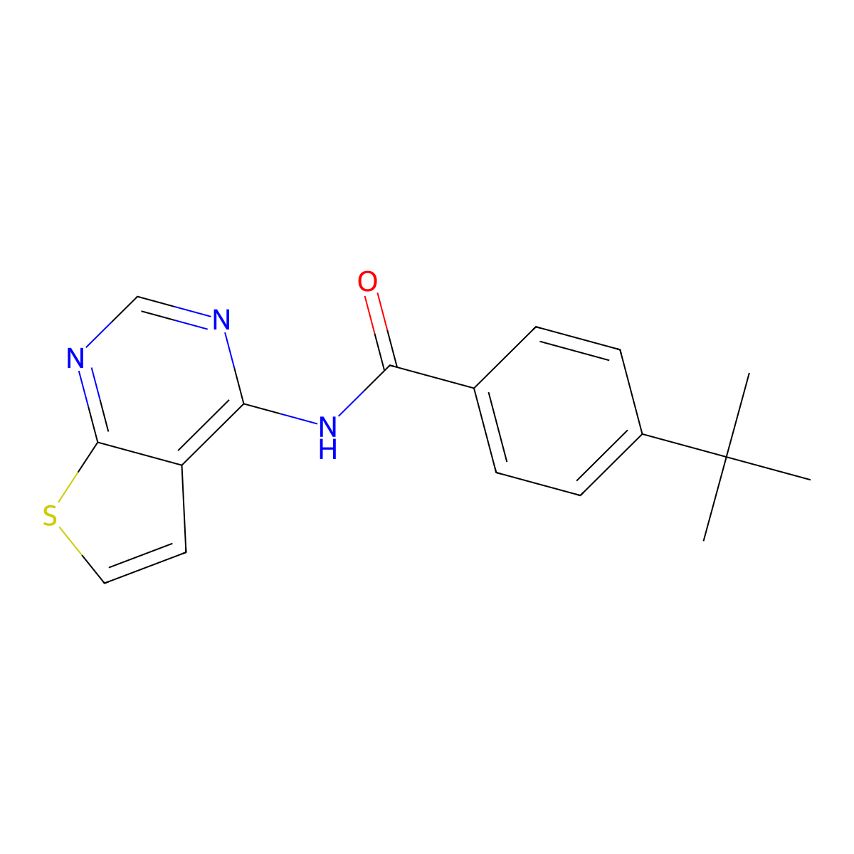 4-(tert-butyl)-N-(thieno[2,3-d]pyrimidin-4-yl)benzamide molecular structure, CAS 1004222-92-7