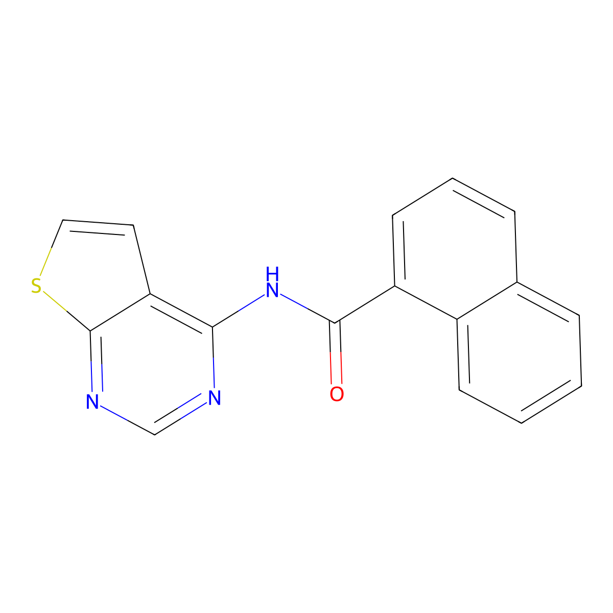 N-(thieno[2,3-d]pyrimidin-4-yl)-1-naphthamide molecular structure, CAS 1004223-11-3