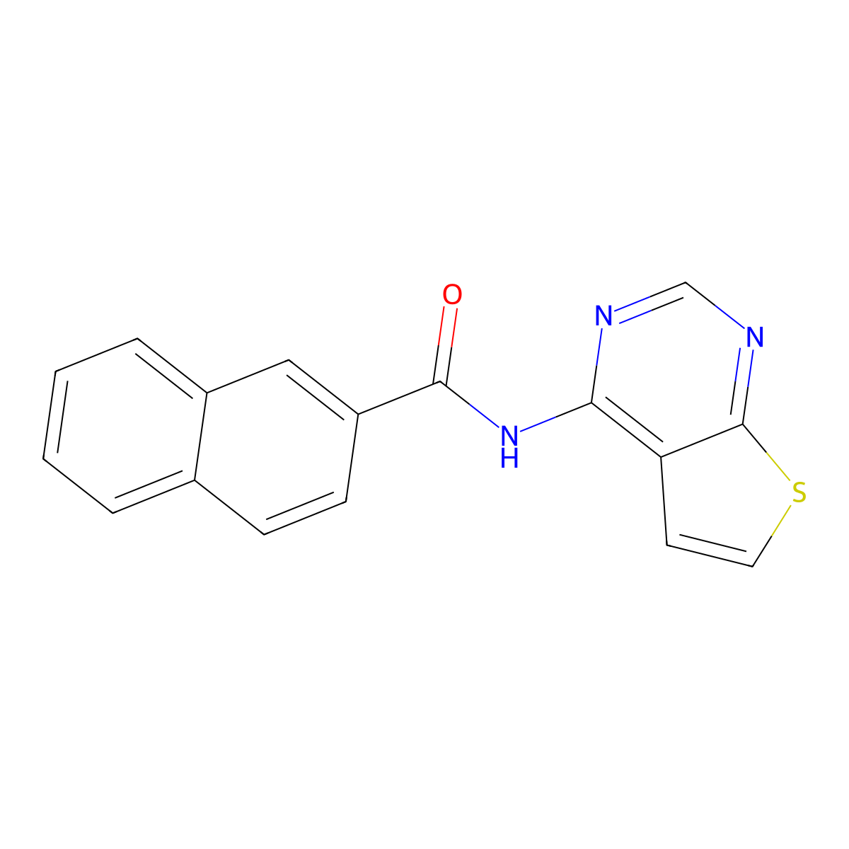 N-(thieno[2,3-d]pyrimidin-4-yl)-2-naphthamide molecular structure, CAS 1004223-16-8