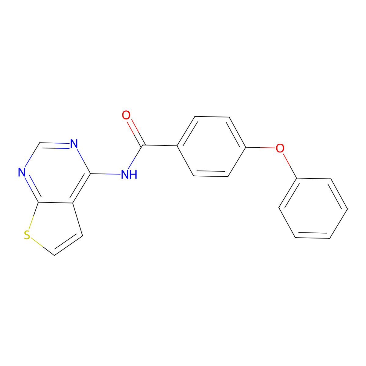 4-phenoxy-N-(thieno[2,3-d]pyrimidin-4-yl)benzamide molecular structure, CAS 1004223-19-1