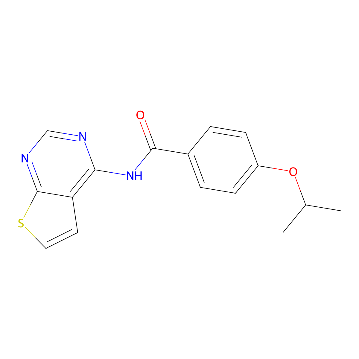 4-isopropoxy-N-(thieno[2,3-d]pyrimidin-4-yl)benzamide molecular structure, CAS 1004223-38-4