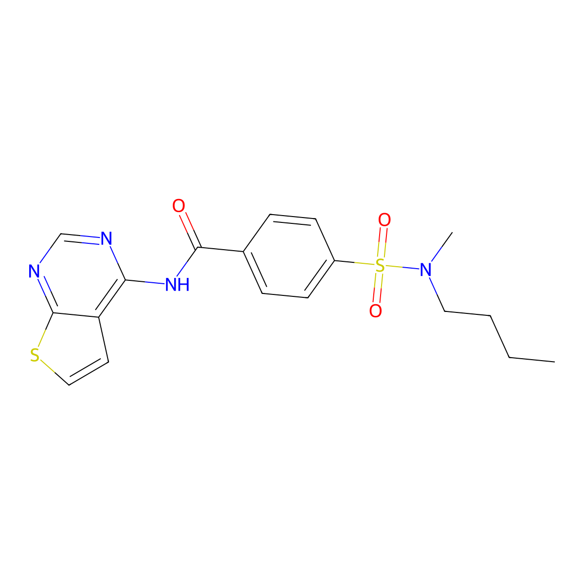 4-(N-butyl-N-methylsulfamoyl)-N-(thieno[2,3-d]pyrimidin-4-yl)benzamide molecular structure, CAS 1004223-40-8
