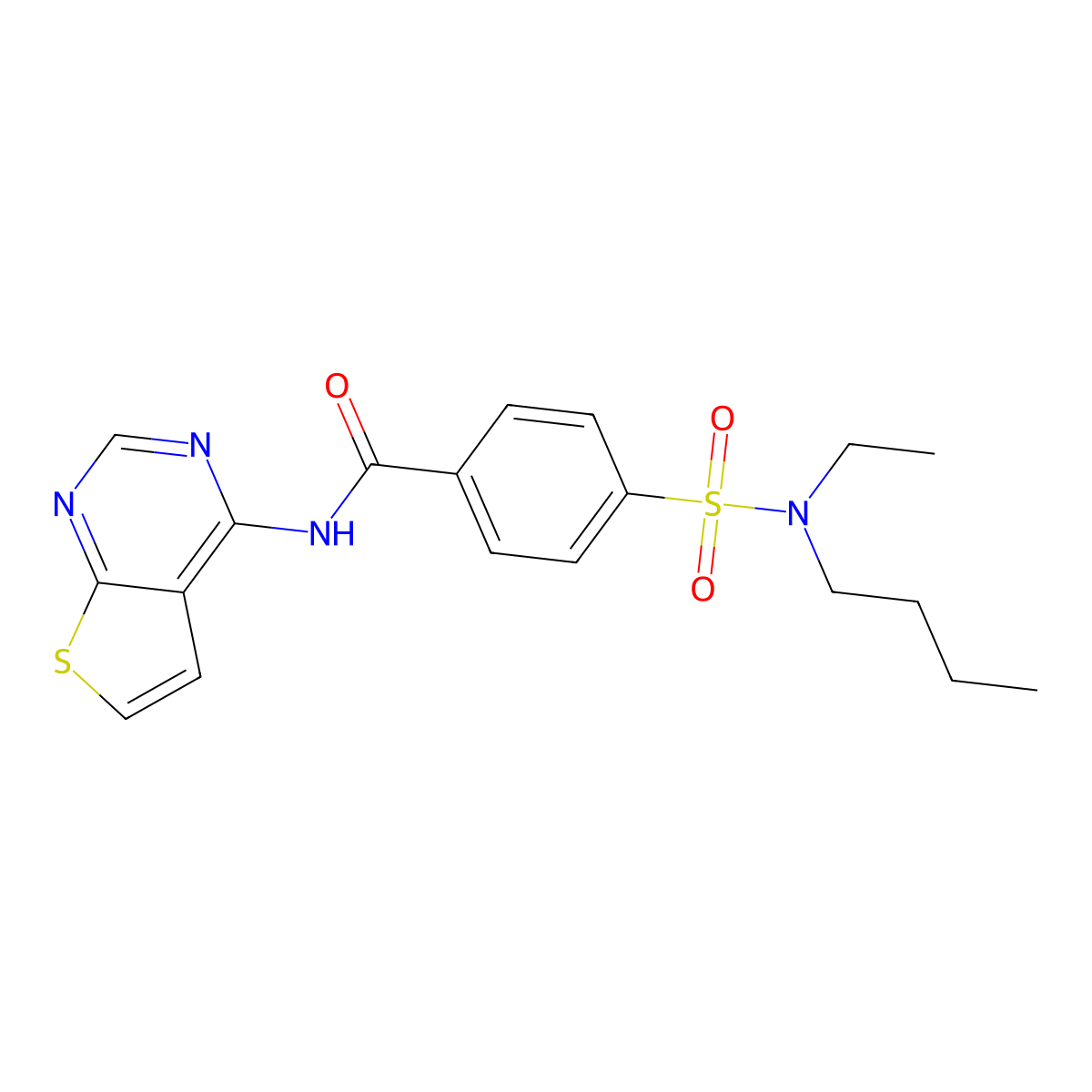 4-(N-butyl-N-ethylsulfamoyl)-N-(thieno[2,3-d]pyrimidin-4-yl)benzamide molecular structure, CAS 1004223-43-1