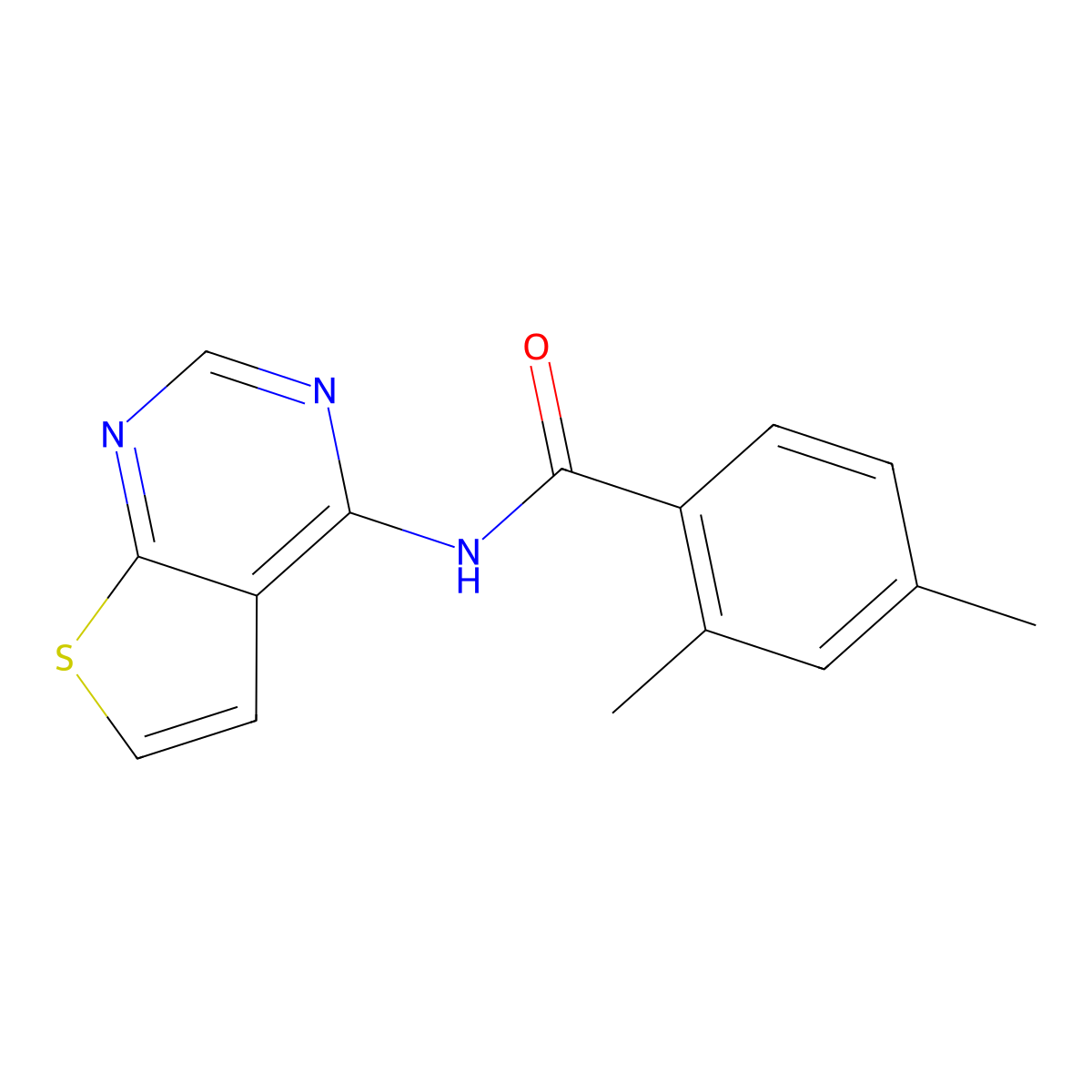 2,4-dimethyl-N-(thieno[2,3-d]pyrimidin-4-yl)benzamide molecular structure, CAS 1004223-76-0