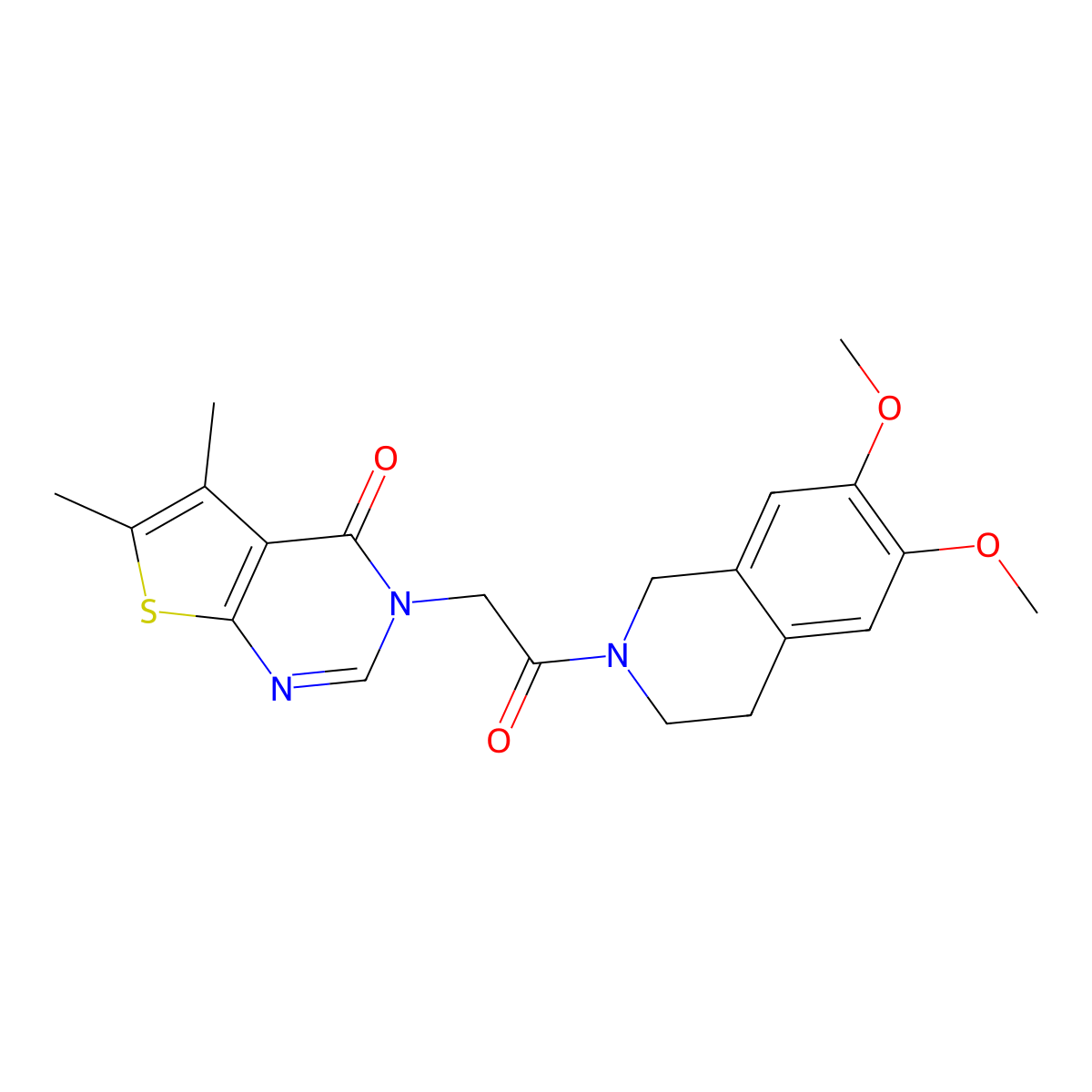 3-[2-(6,7-dimethoxy-3,4-dihydroisoquinolin-2(1H)-yl)-2-oxoethyl]-5,6-dimethylthieno[2,3-d]pyrimidin-4(3H)-one molecular structure, CAS 1004251-63-1