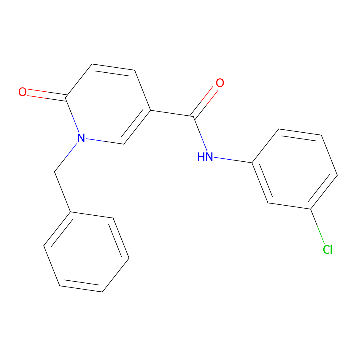 1-benzyl-N-(3-chlorophenyl)-6-oxo-1,6-dihydropyridine-3-carboxamide molecular structure, CAS 1004256-10-3