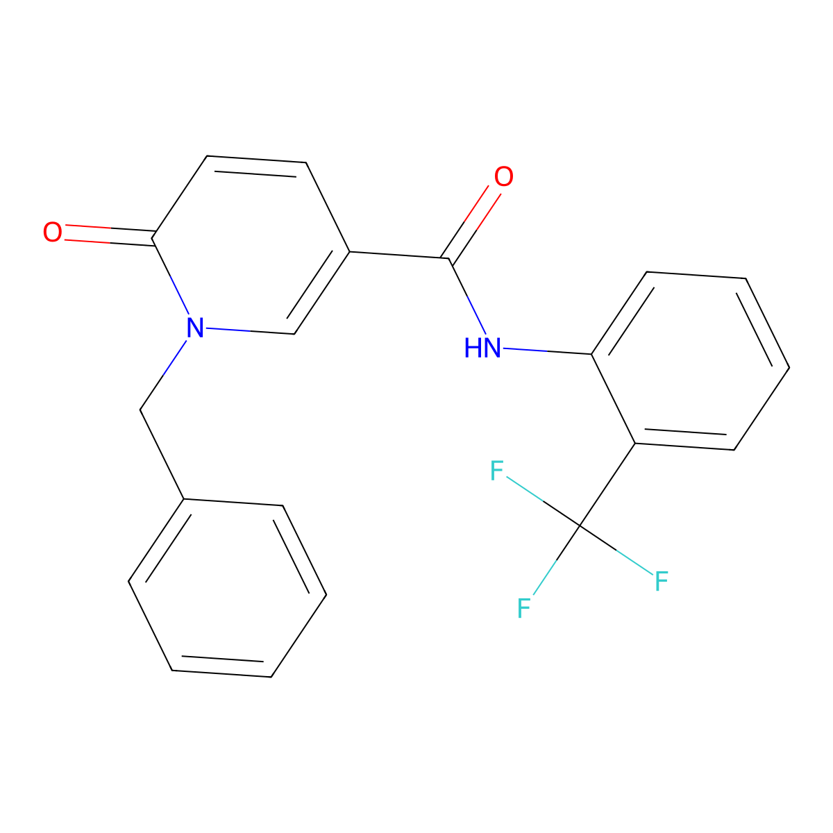 1-benzyl-6-oxo-N-[2-(trifluoromethyl)phenyl]-1,6-dihydropyridine-3-carboxamide molecular structure, CAS 1004256-15-8