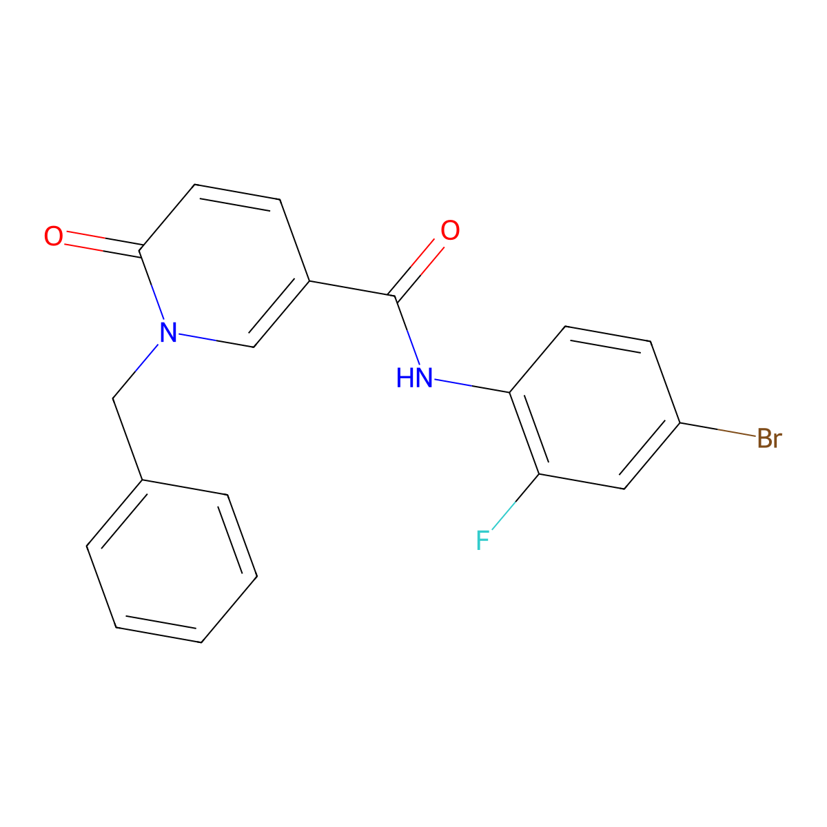 1-benzyl-N-(4-bromo-2-fluorophenyl)-6-oxo-1,6-dihydropyridine-3-carboxamide molecular structure, CAS 1004256-26-1