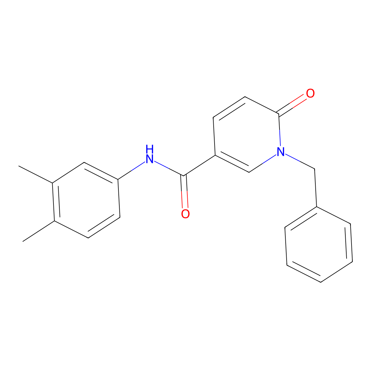1-benzyl-N-(3,4-dimethylphenyl)-6-oxo-1,6-dihydropyridine-3-carboxamide molecular structure, CAS 1004256-28-3