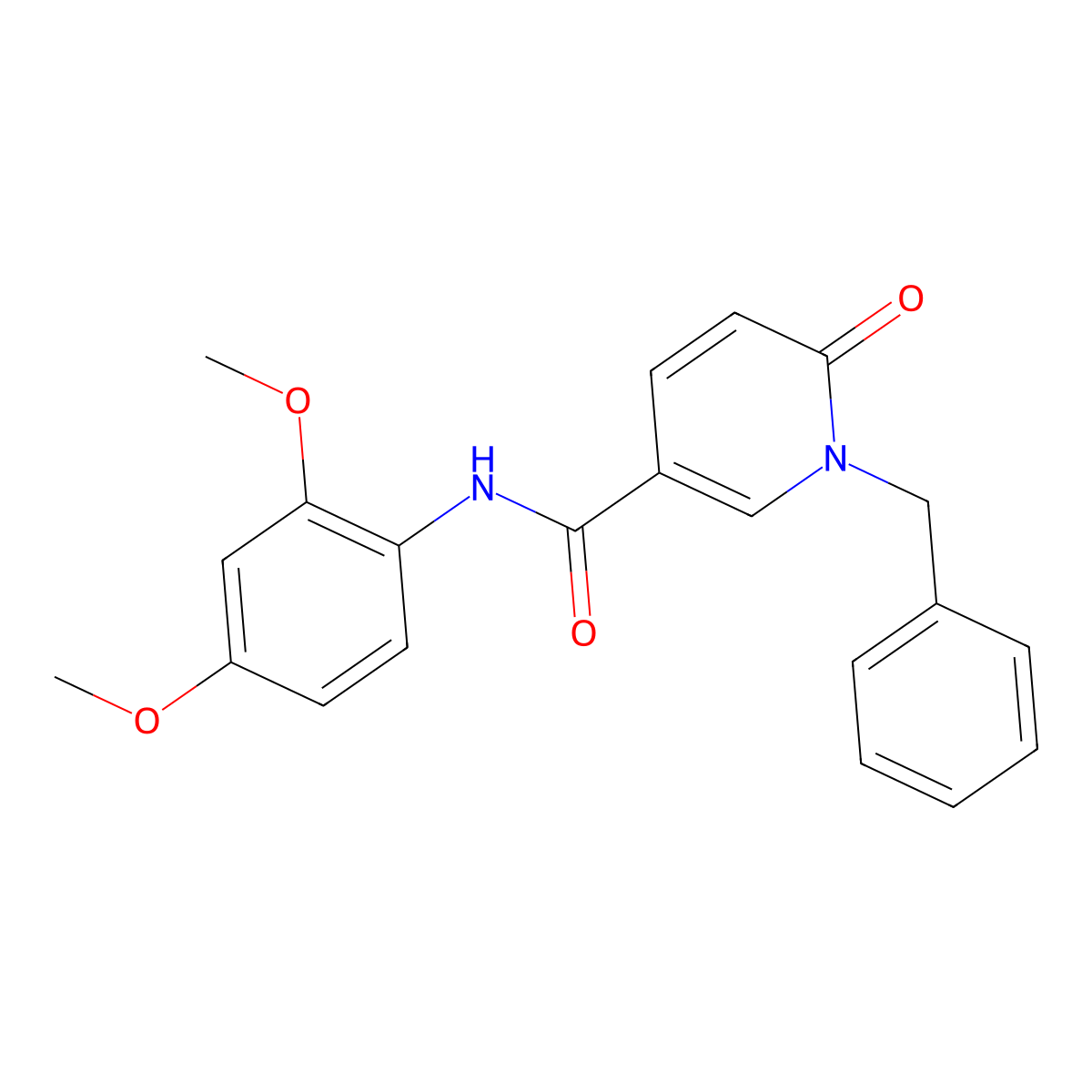 1-benzyl-N-(2,4-dimethoxyphenyl)-6-oxo-1,6-dihydropyridine-3-carboxamide molecular structure, CAS 1004256-30-7
