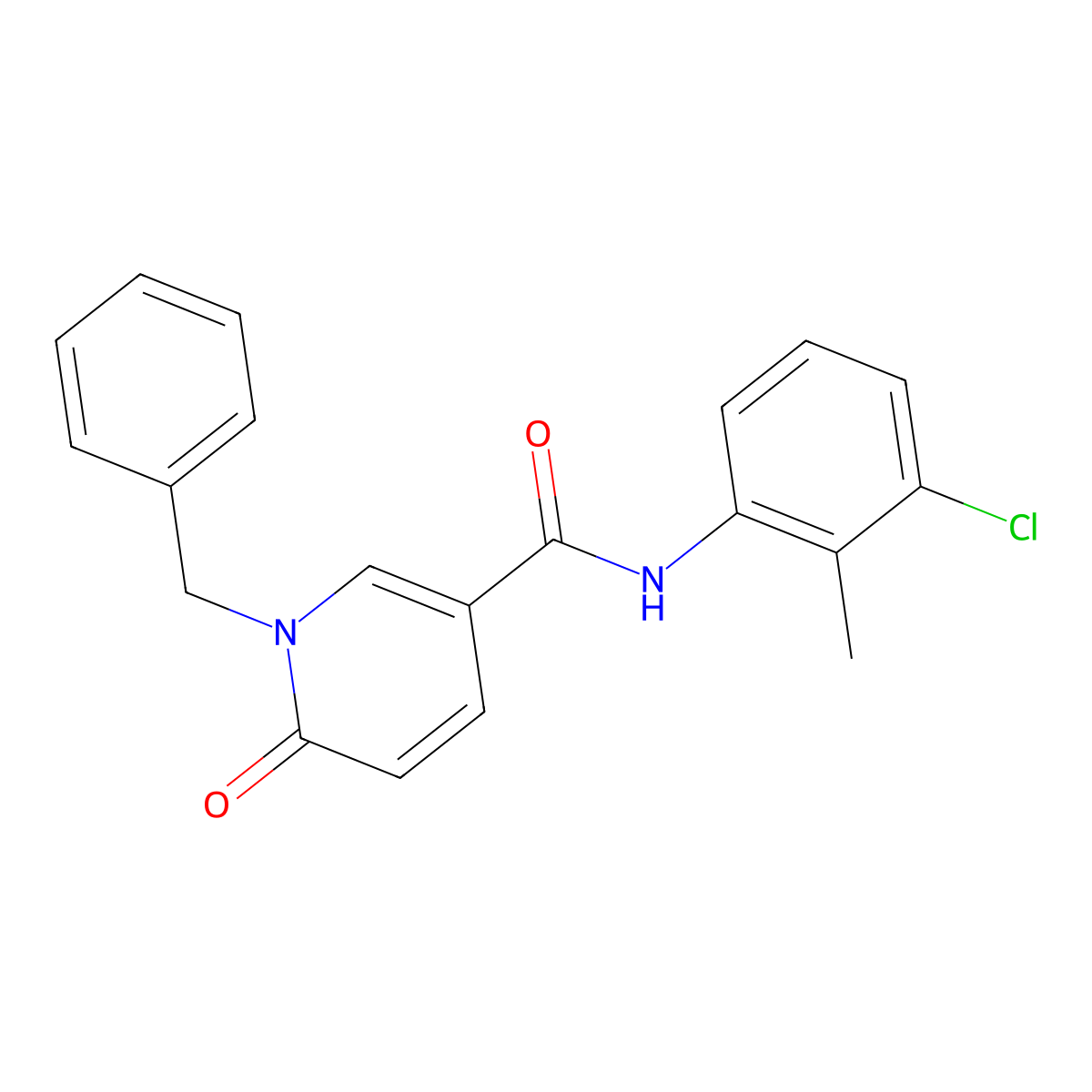 1-benzyl-N-(3-chloro-2-methylphenyl)-6-oxo-1,6-dihydropyridine-3-carboxamide molecular structure, CAS 1004256-31-8
