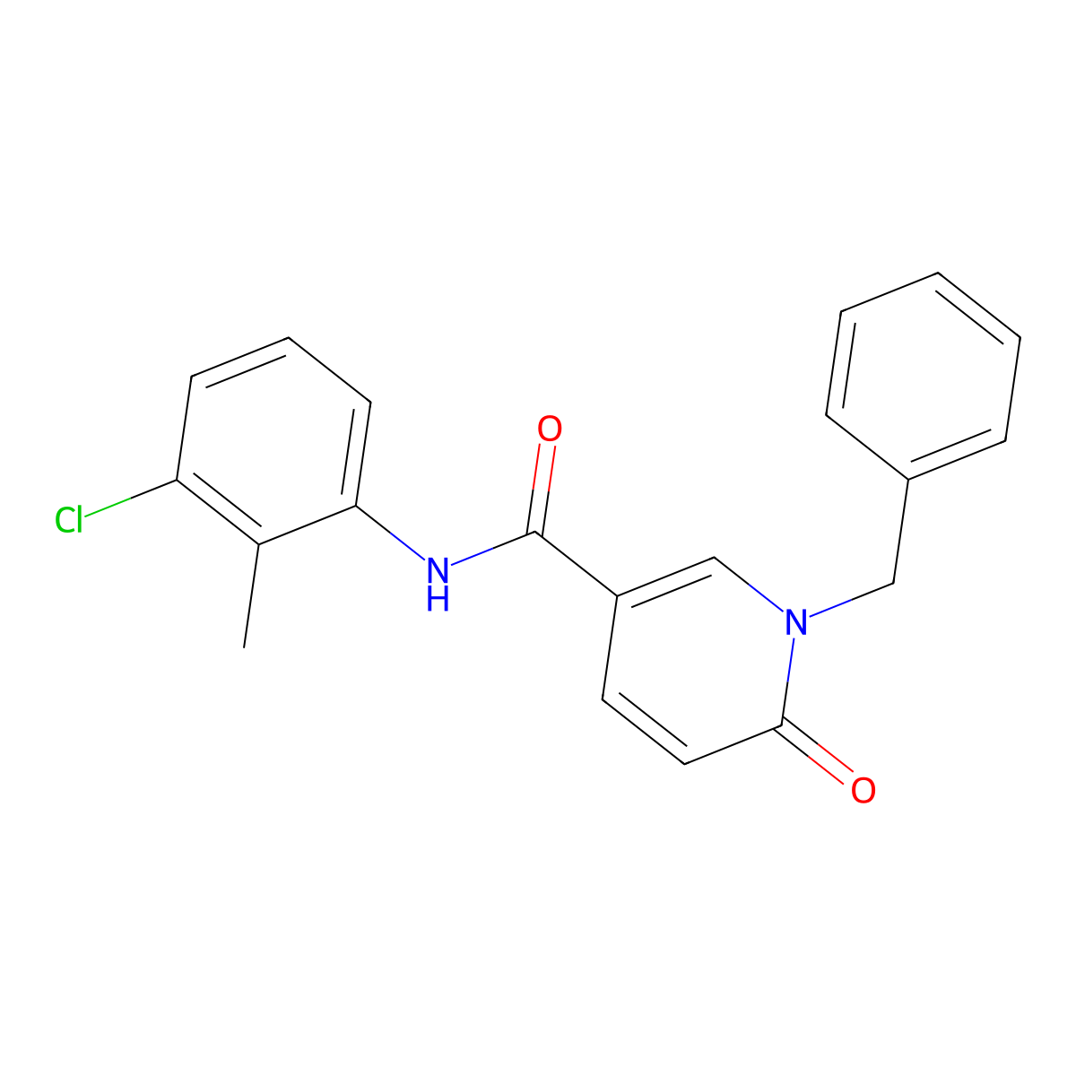 1-benzyl-N-(3-chloro-2-methylphenyl)-6-oxo-1,6-dihydropyridine-3-carboxamide molecular structure, CAS 1004256-31-8