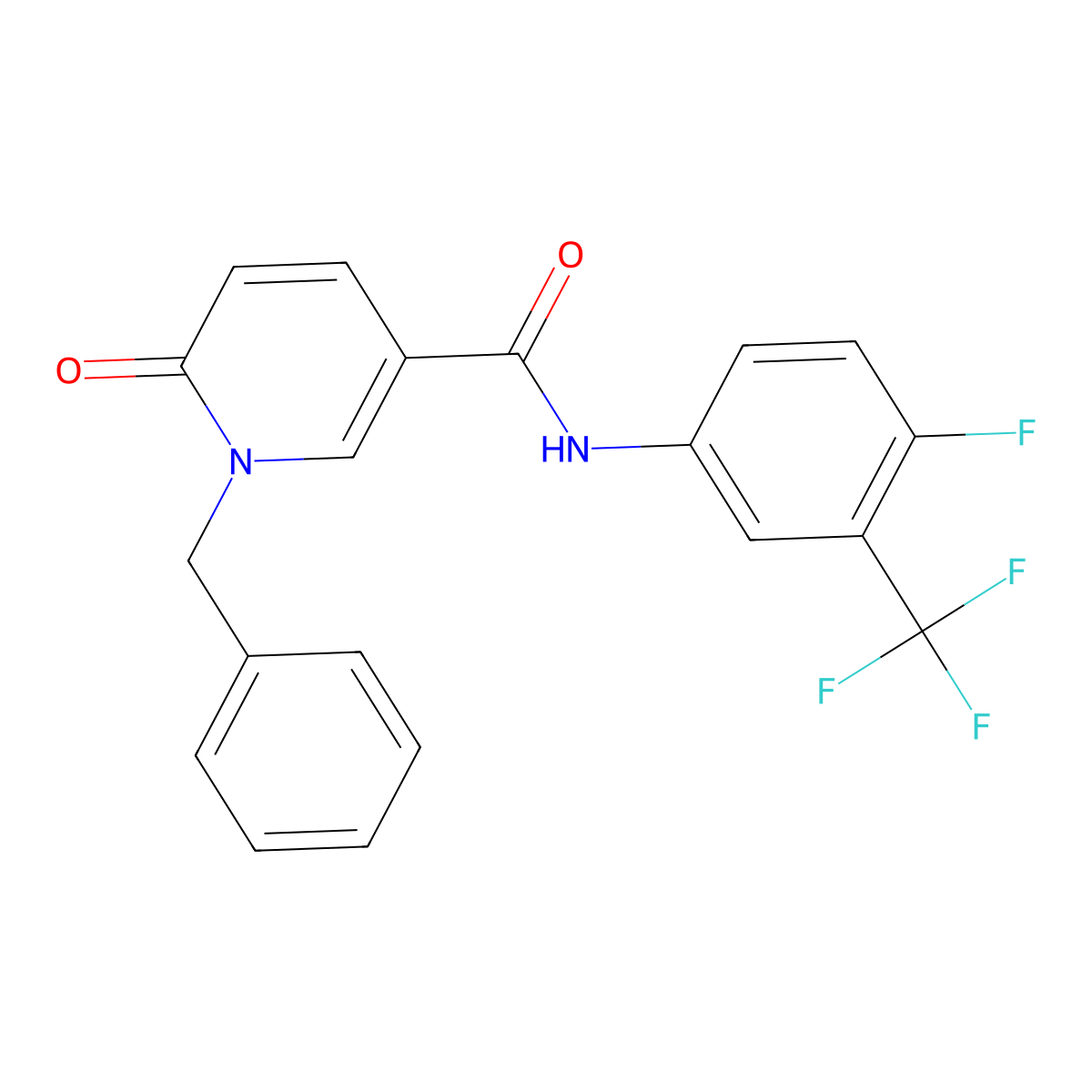 1-benzyl-N-[4-fluoro-3-(trifluoromethyl)phenyl]-6-oxo-1,6-dihydropyridine-3-carboxamide molecular structure, CAS 1004256-33-0