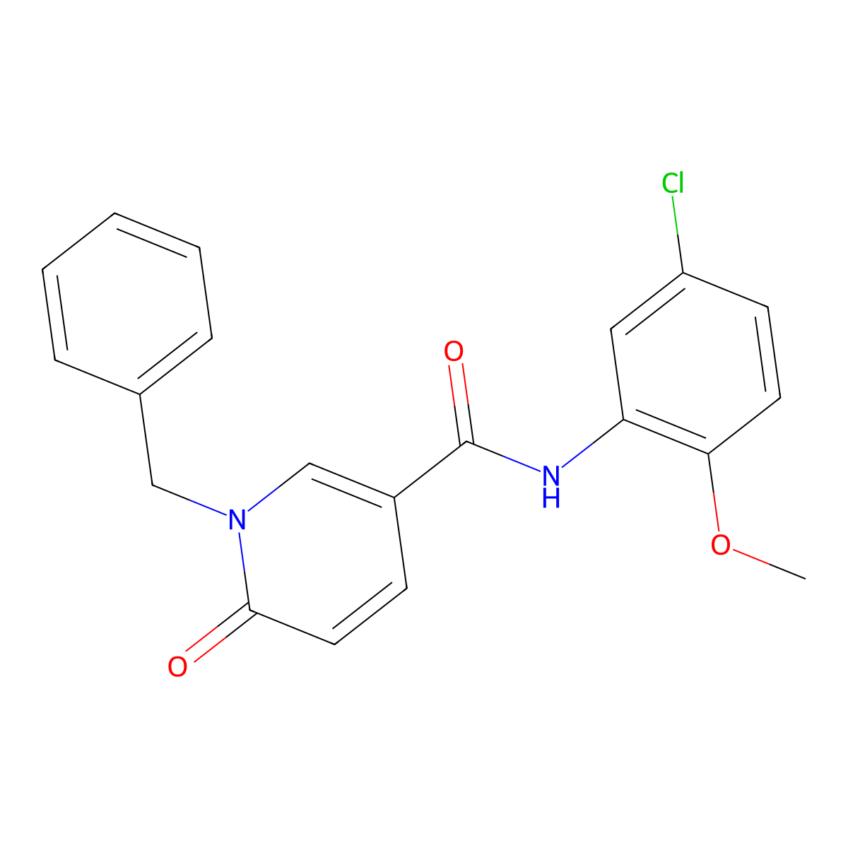 1-benzyl-N-(5-chloro-2-methoxyphenyl)-6-oxo-1,6-dihydropyridine-3-carboxamide molecular structure, CAS 1004256-41-0