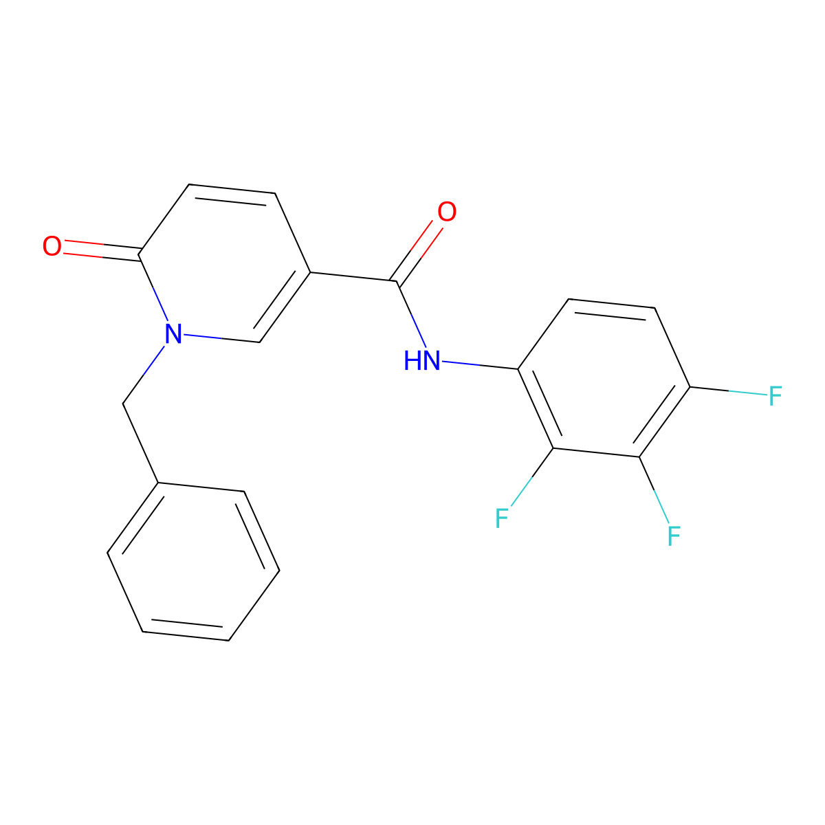 1-benzyl-6-oxo-N-(2,3,4-trifluorophenyl)-1,6-dihydropyridine-3-carboxamide molecular structure, CAS 1004256-49-8