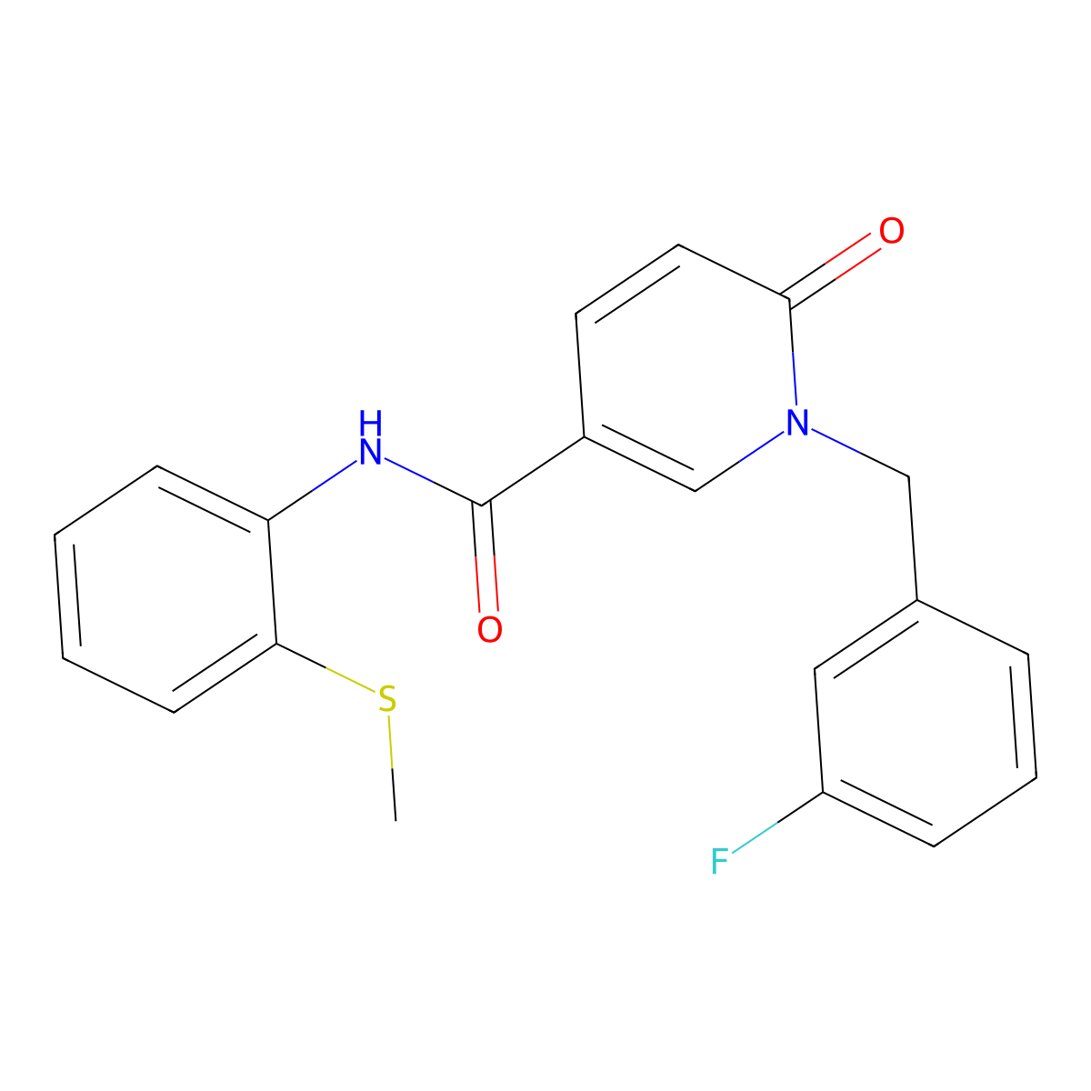 1-[(3-fluorophenyl)methyl]-N-(2-methylsulfanylphenyl)-6-oxopyridine-3-carboxamide molecular structure, CAS 1004256-74-9
