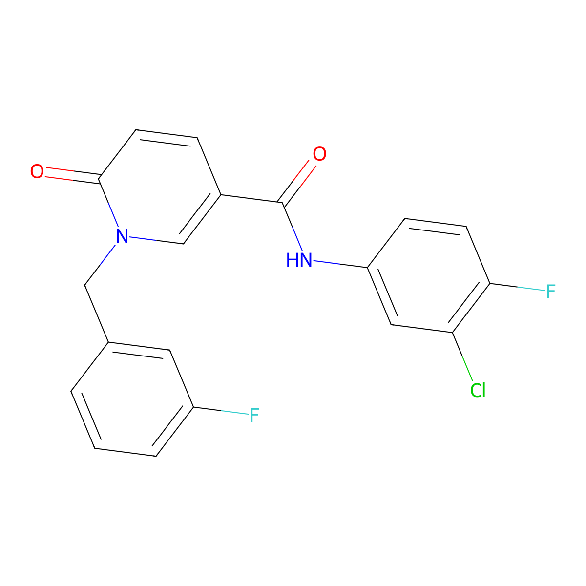 N-(3-chloro-4-fluorophenyl)-1-[(3-fluorophenyl)methyl]-6-oxopyridine-3-carboxamide molecular structure, CAS 1004256-91-0