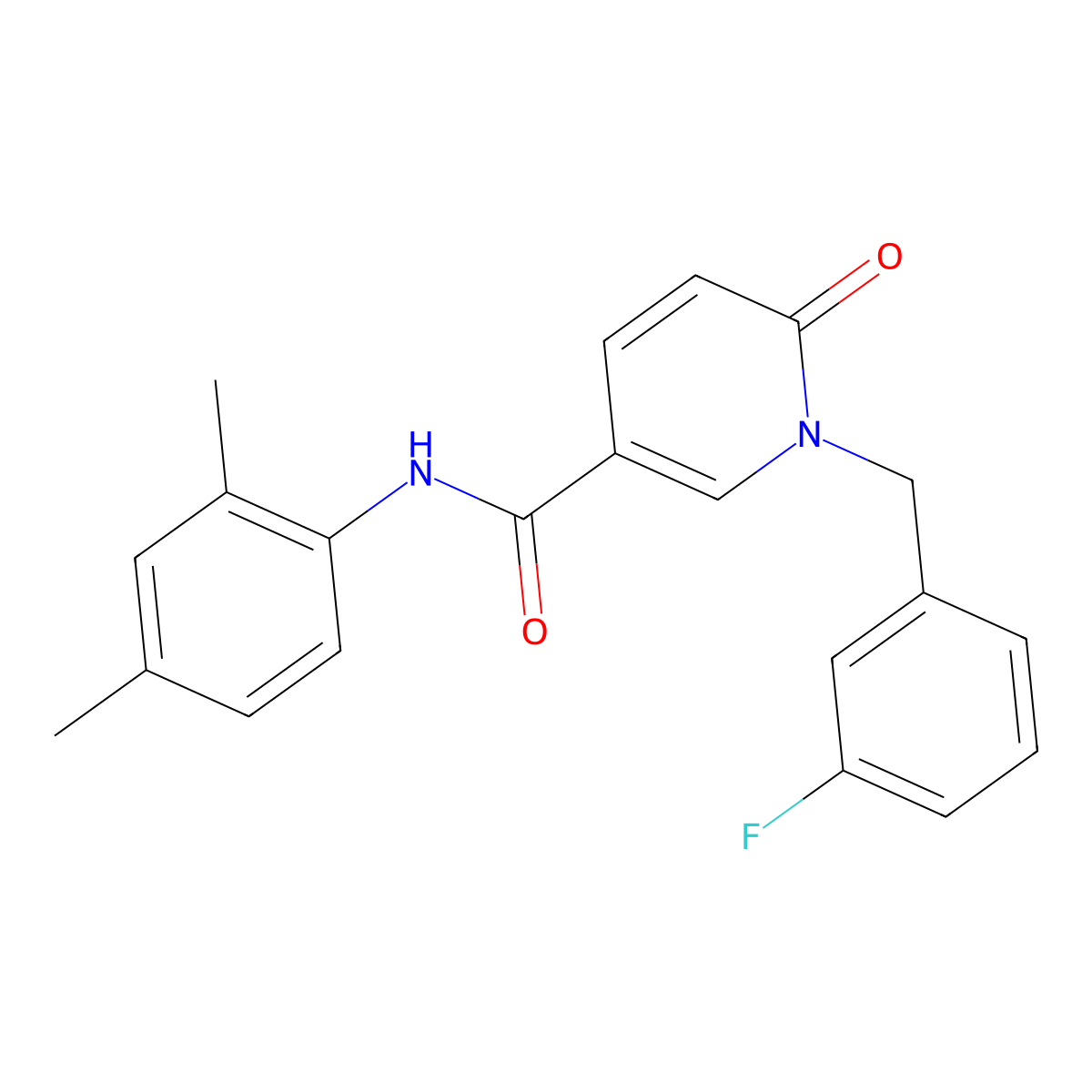 N-(2,4-dimethylphenyl)-1-[(3-fluorophenyl)methyl]-6-oxopyridine-3-carboxamide molecular structure, CAS 1004256-96-5