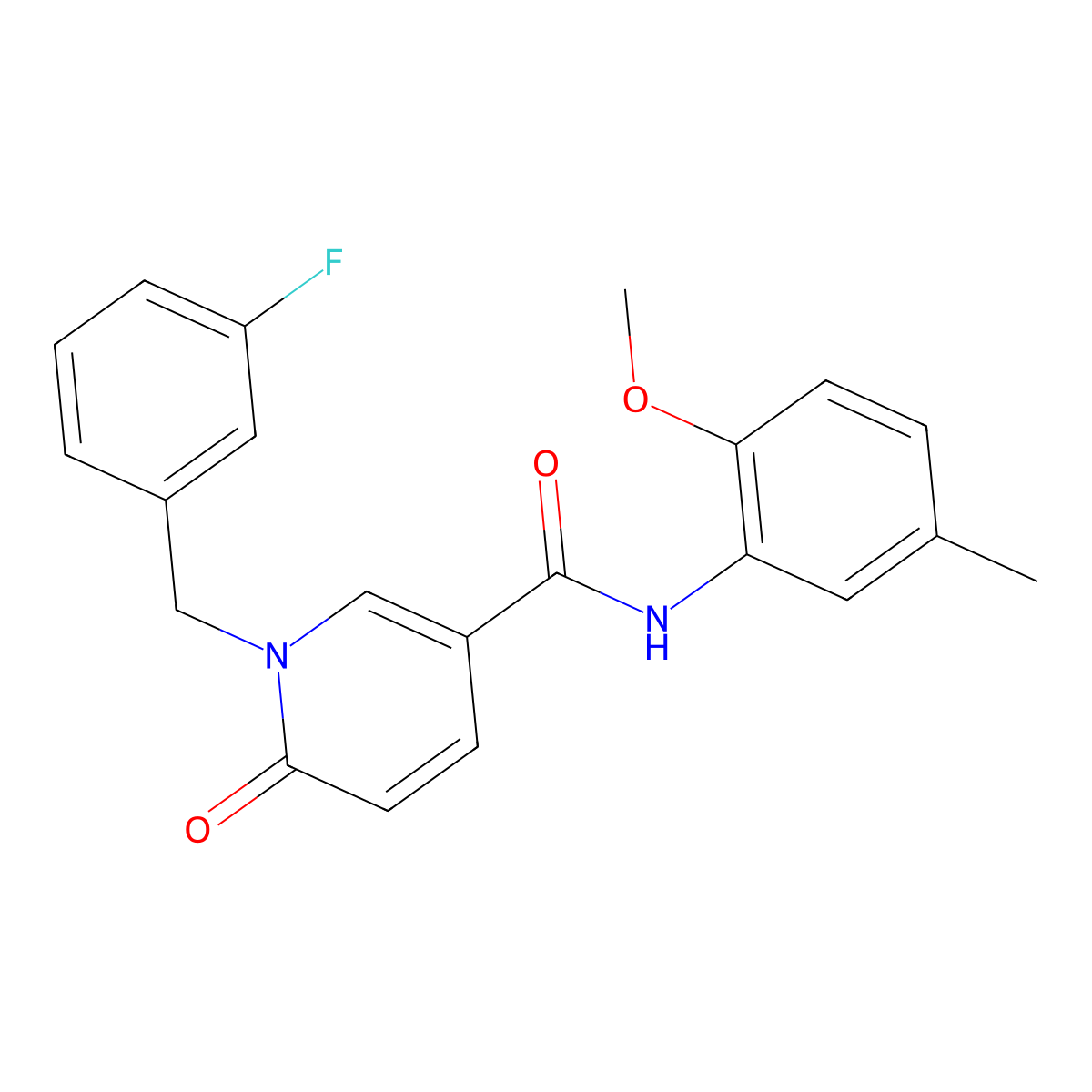 1-[(3-fluorophenyl)methyl]-N-(2-methoxy-5-methylphenyl)-6-oxopyridine-3-carboxamide molecular structure, CAS 1004257-02-6