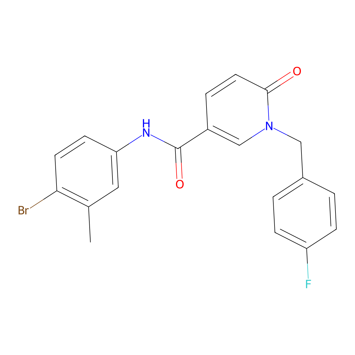 N-(4-bromo-3-methylphenyl)-1-[(4-fluorophenyl)methyl]-6-oxopyridine-3-carboxamide molecular structure, CAS 1004257-38-8