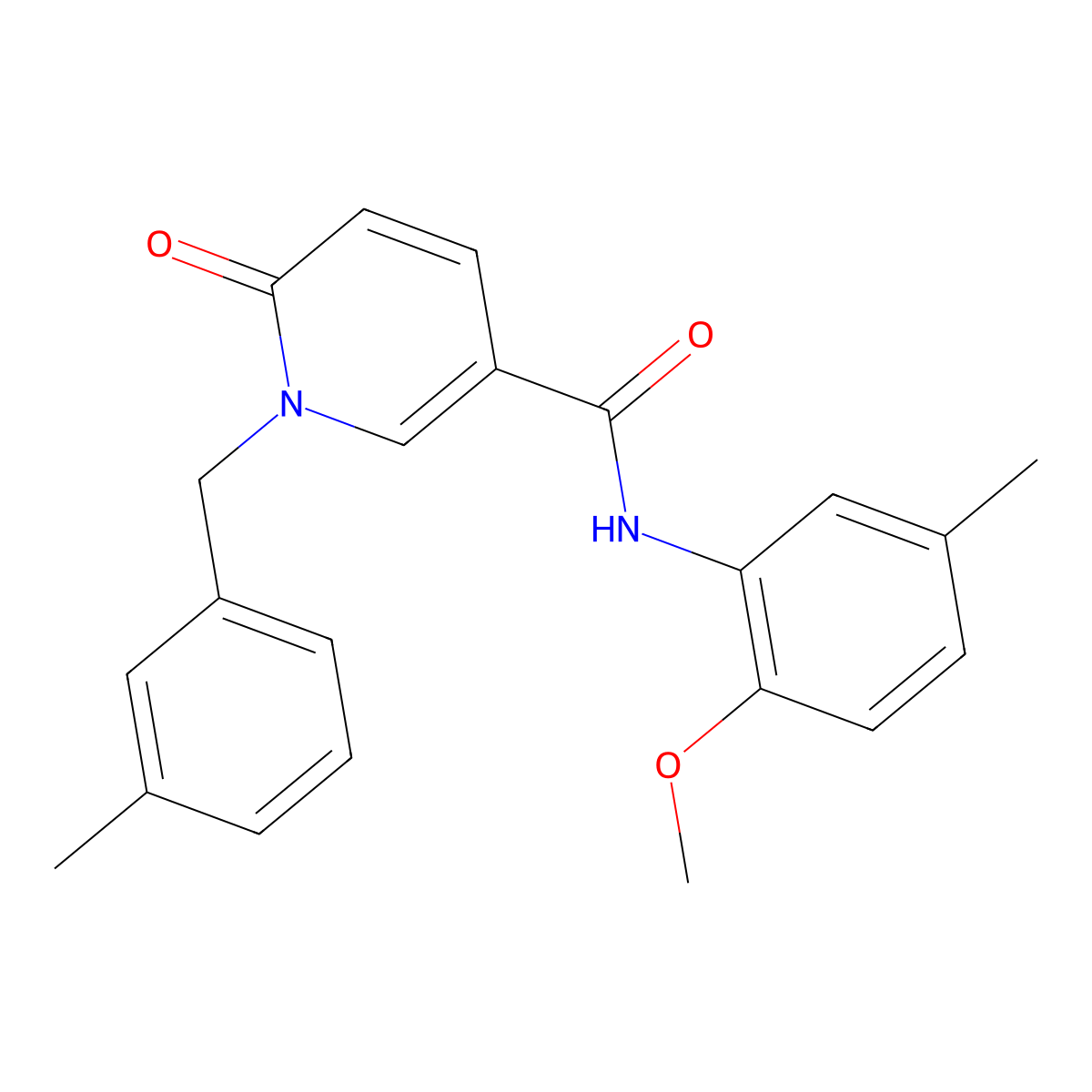 N-(2-methoxy-5-methylphenyl)-1-[(3-methylphenyl)methyl]-6-oxopyridine-3-carboxamide molecular structure, CAS 1004257-60-6