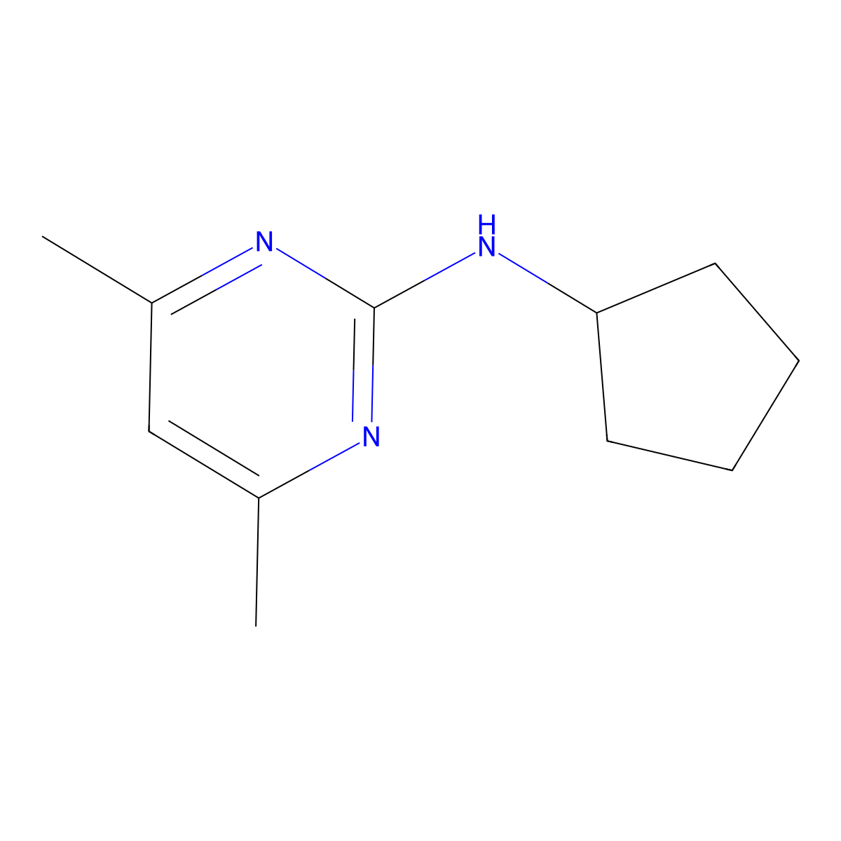 N-cyclopentyl-4,6-dimethylpyrimidin-2-amine molecular structure, CAS 1004259-91-9