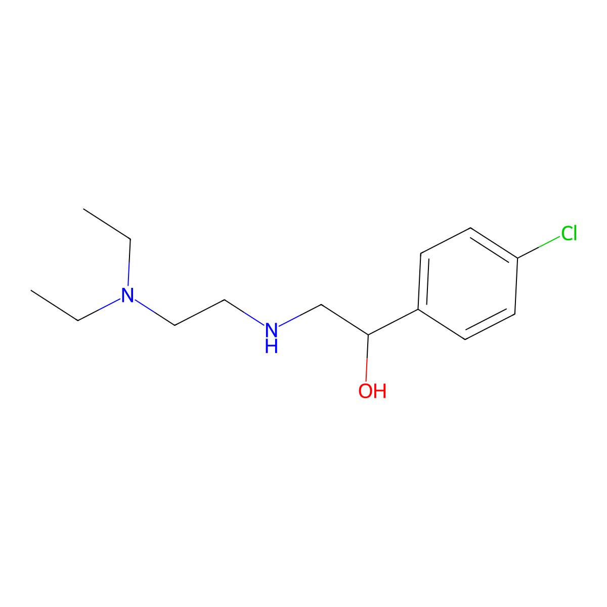 Benzyl alcohol, p-chloro-alpha-((2-(diethylamino)ethyl)aminomethyl)-, D,L mixture molecular structure, CAS 100427-75-6