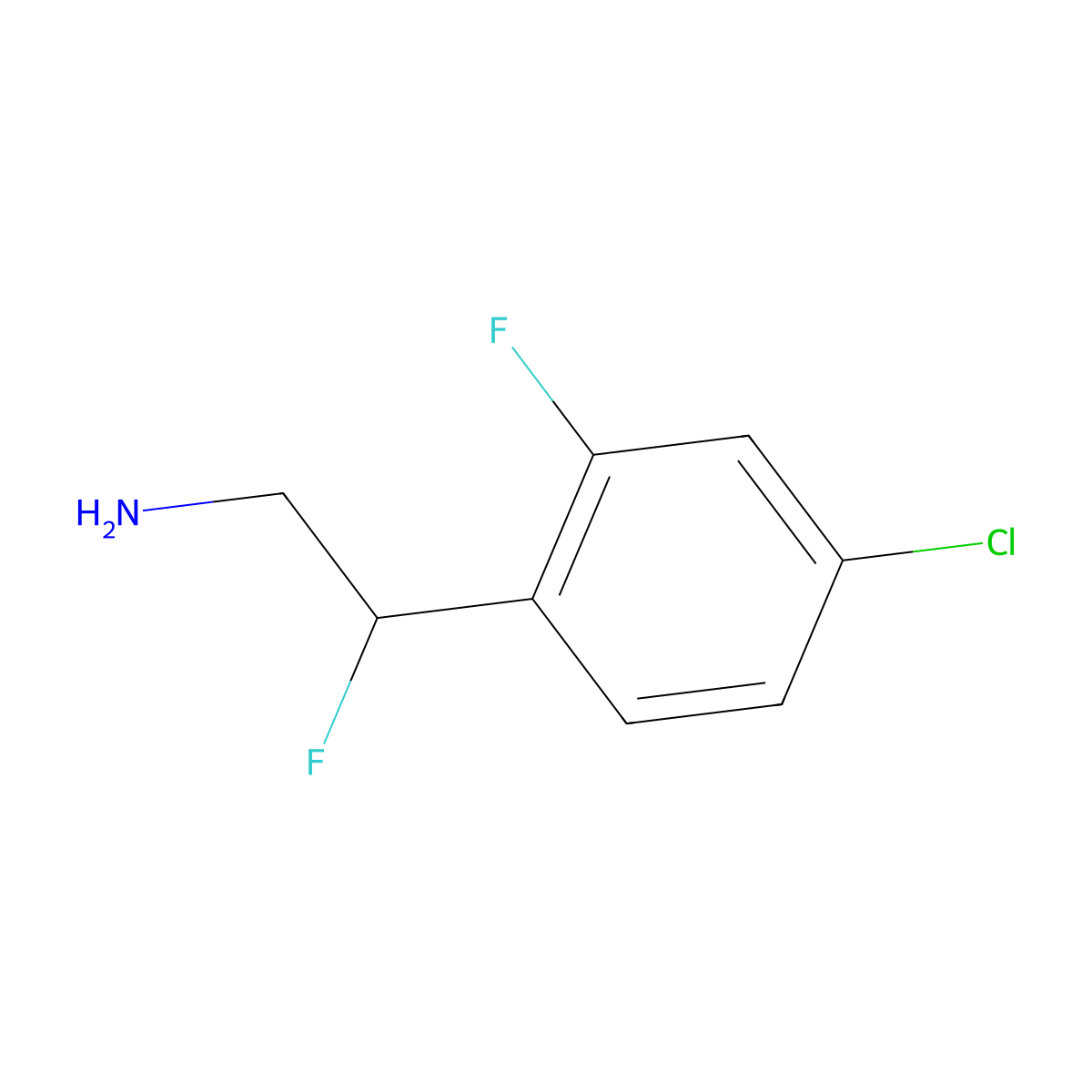 2-(4-Chloro-2-fluorophenyl)-2-fluoroethan-1-amine molecular structure, CAS 1004284-77-8