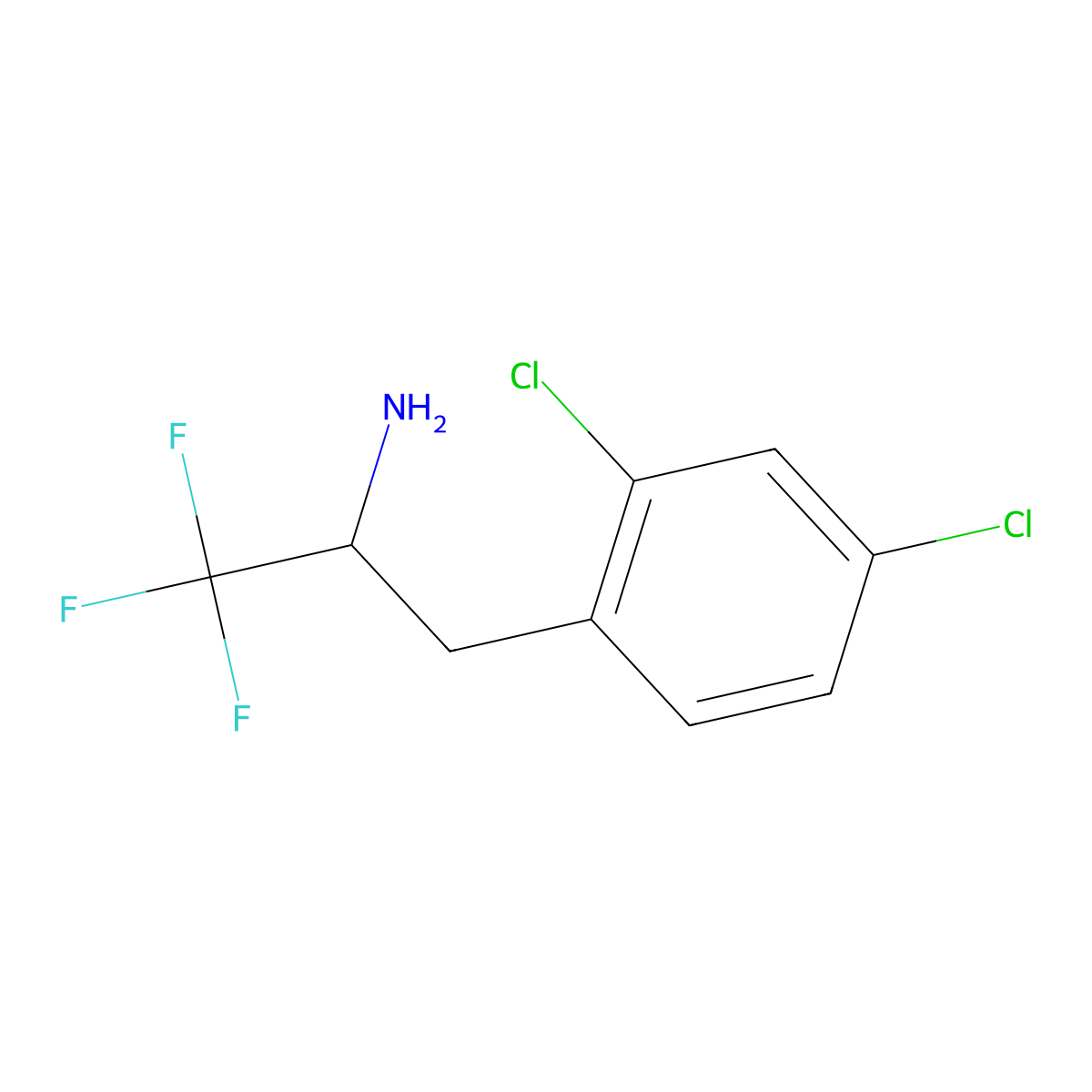 3-(2,4-Dichlorophenyl)-1,1,1-trifluoropropan-2-amine molecular structure, CAS 1004286-26-3