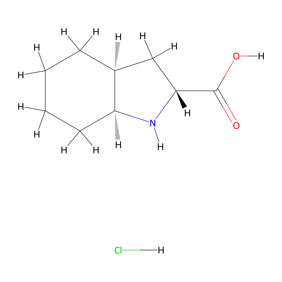 (2R,3aS,7aS)-Octahydro-1H-indole-2-carboxylic acid hydrochloride molecular structure, CAS 1004292-98-1