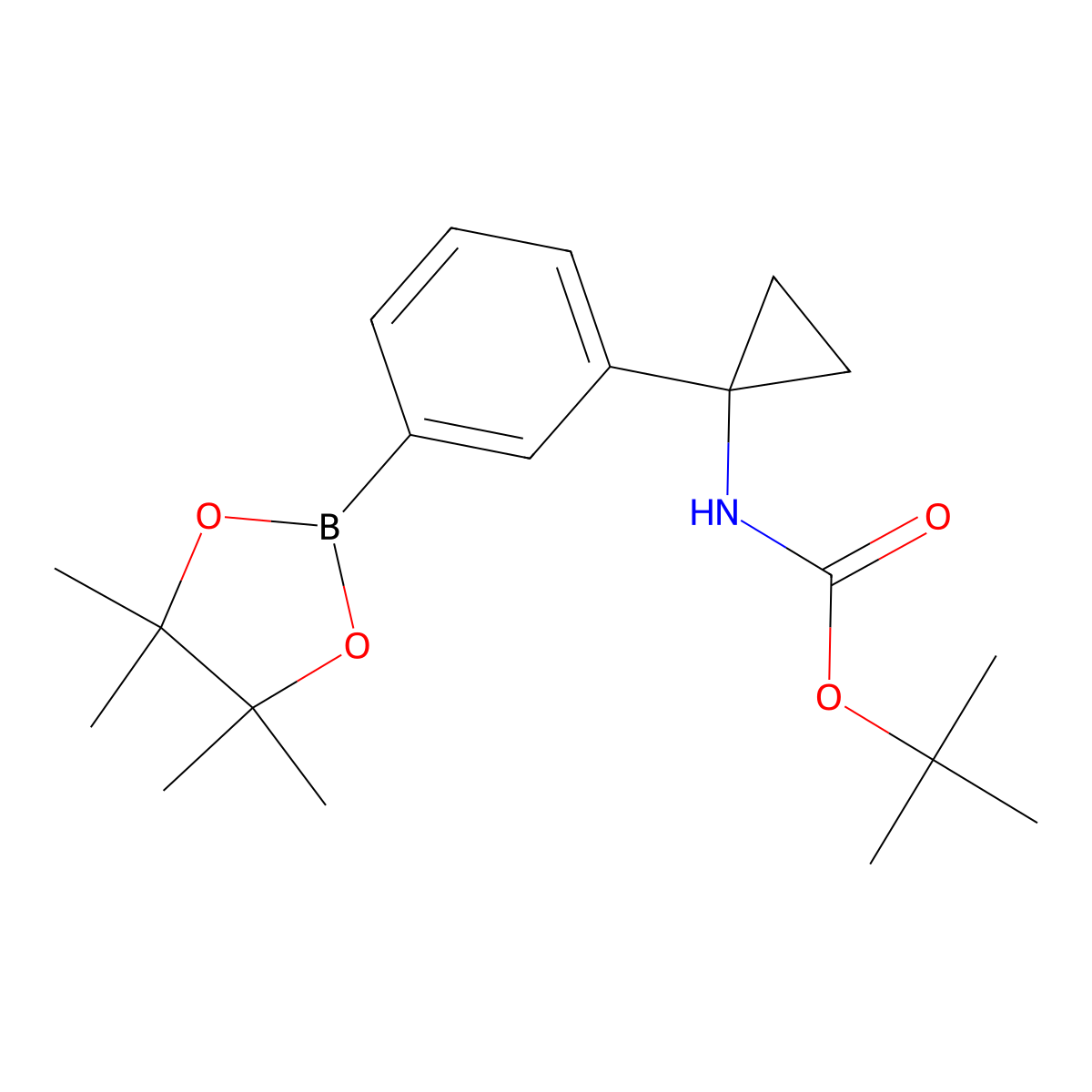 tert-butyl N-(1-(3-(4,4,5,5-tetramethyl-1,3,2-dioxaborolan-2-yl)phenyl)cyclopropyl)carbamate molecular structure, CAS 1004294-78-3
