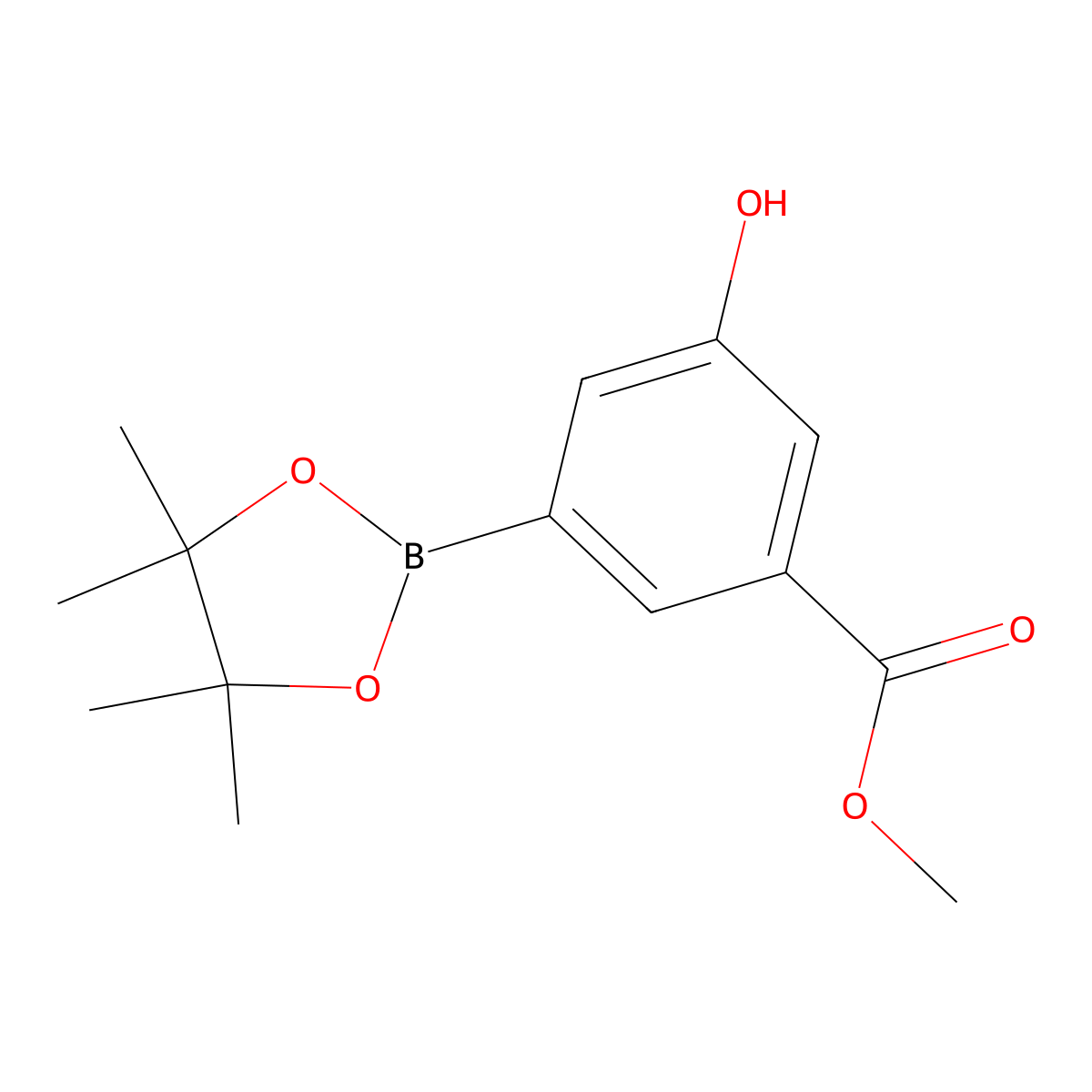 3-Hydroxy-5-(methoxycarbonyl)phenylboronic acid, pinacol ester molecular structure, CAS 1004294-79-4