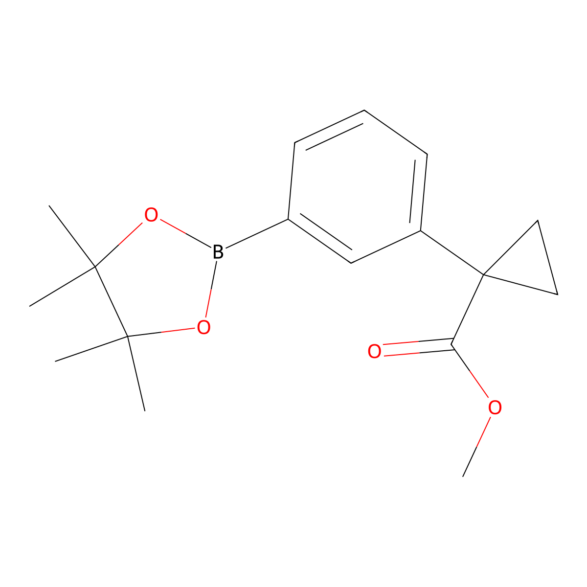Methyl 1-[3-(4,4,5,5-tetramethyl-1,3,2-dioxaborolan-2-yl)phenyl]cyclopropanecarboxylate molecular structure, CAS 1004294-83-0