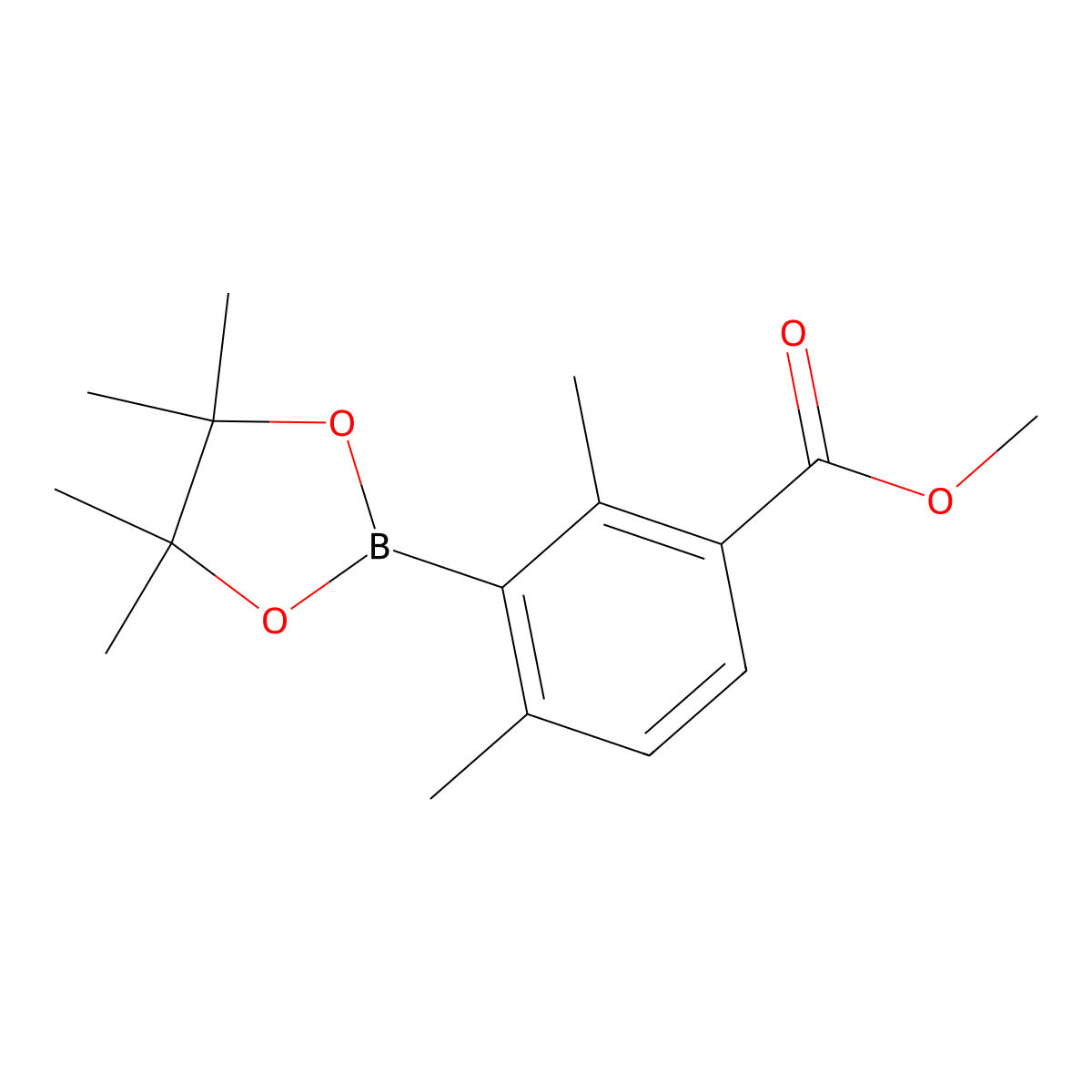 Methyl 2,4-dimethyl-3-(4,4,5,5-tetramethyl-1,3,2-dioxaborolan-2-yl)benzoate molecular structure, CAS 1004294-98-7